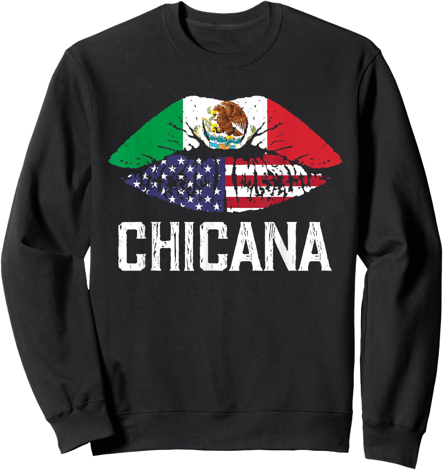 Chicana-Shirt Women Girls Kids Half American Half Mexican Sweatshirt - Sweatshirt | Black