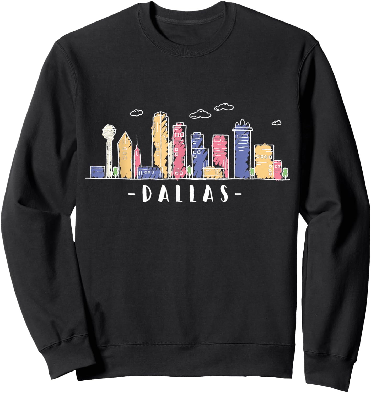 Dallas Texas Skyline Vintage Dallas TX Sweatshirt - Sweatshirt | Black