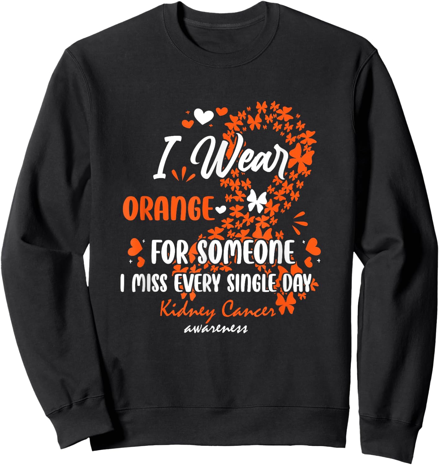 Kidney Cancer Angel Memory Survivor Support Family Sweatshirt - Sweatshirt | Black