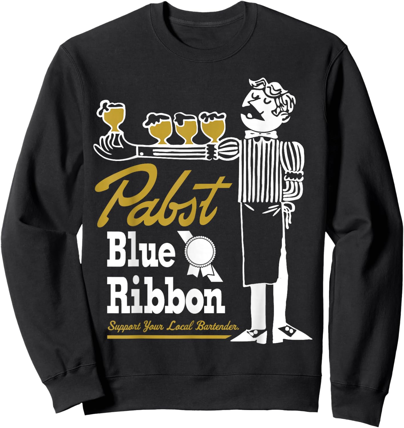 Pabst Blue Ribbon Retro Bartender Sweatshirt - Sweatshirt | Black