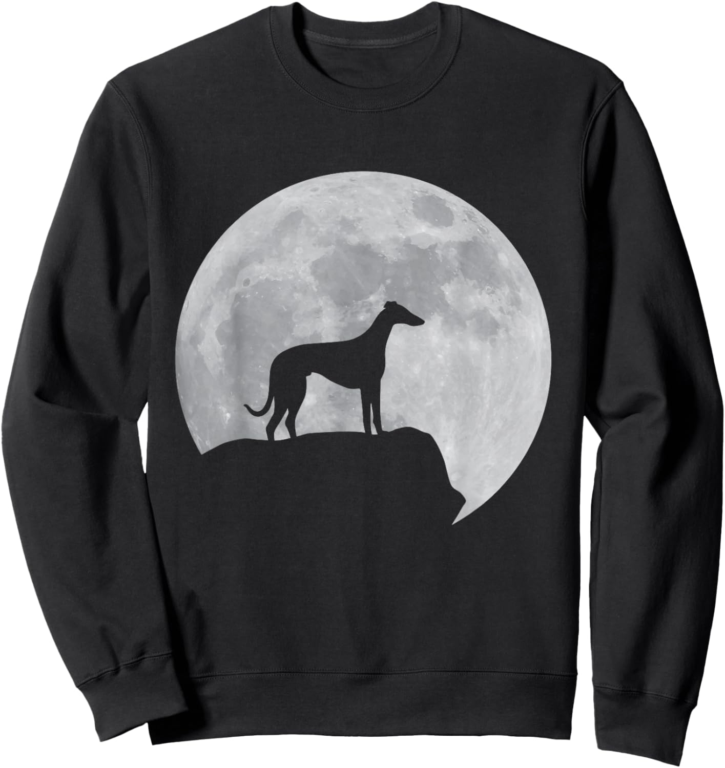 Moon And Dog Silhouette - Whippet Sweatshirt - Sweatshirt | Black