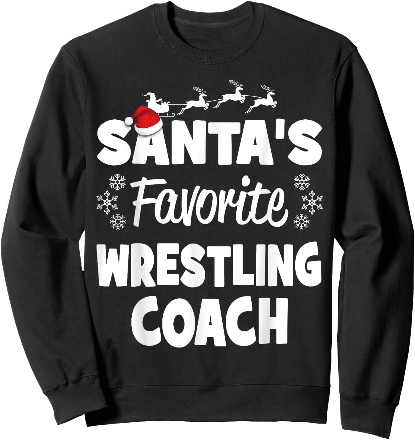 Santa's Favorite Wrestling Coach Funny Christmas Matching Sweatshirt - Sweatshirt | Black