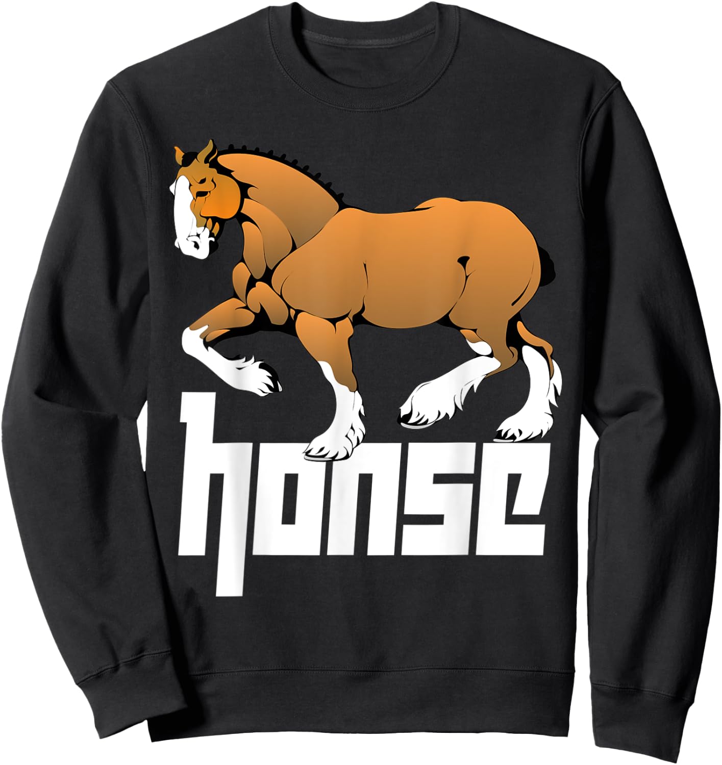 Honse Meme, Big Funny Muscular Horse Sweatshirt - Sweatshirt | Black