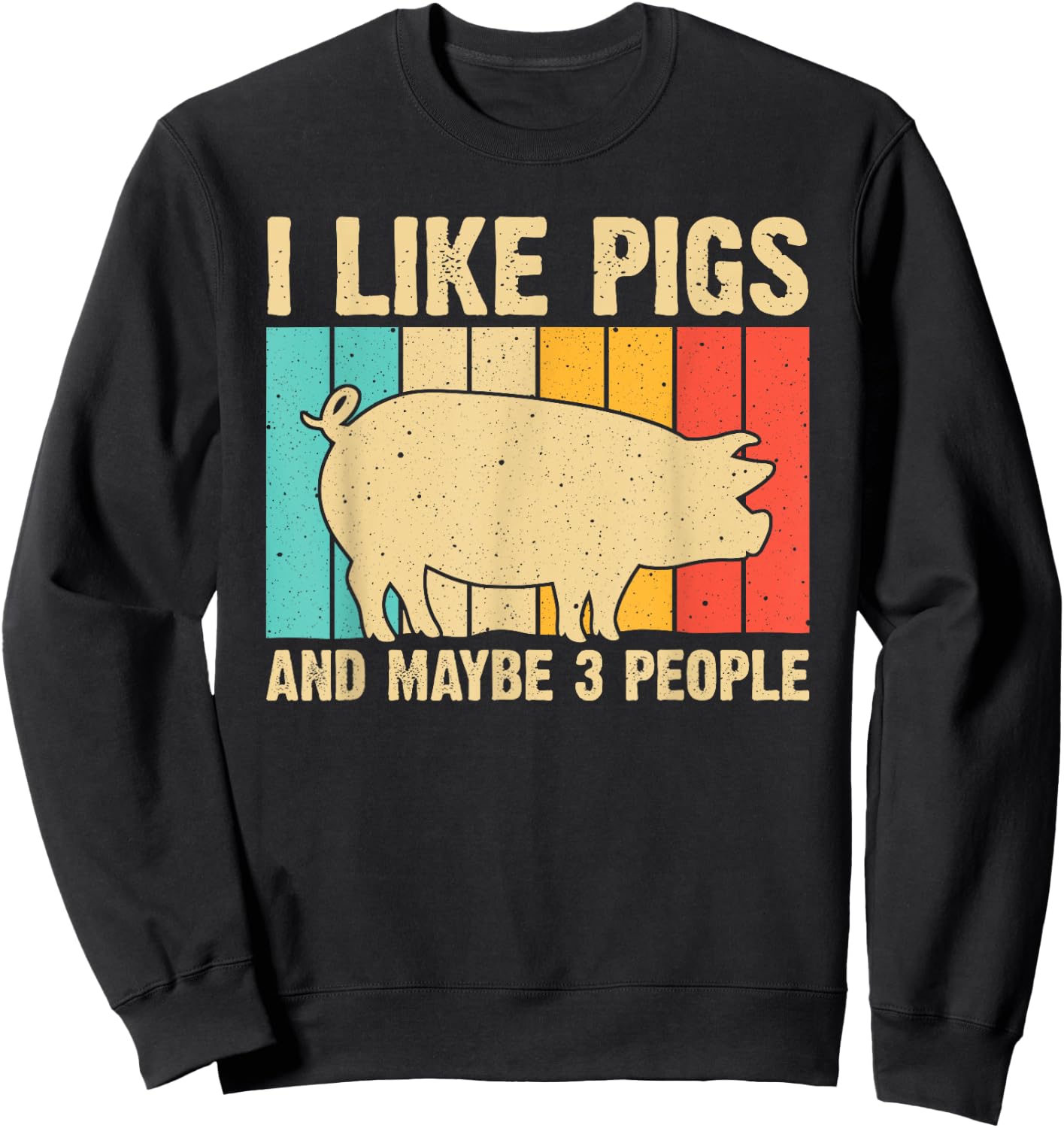 Funny Pig Women Farm Animal Swine Vintage Pig Lovers Sweatshirt - Sweatshirt | Black