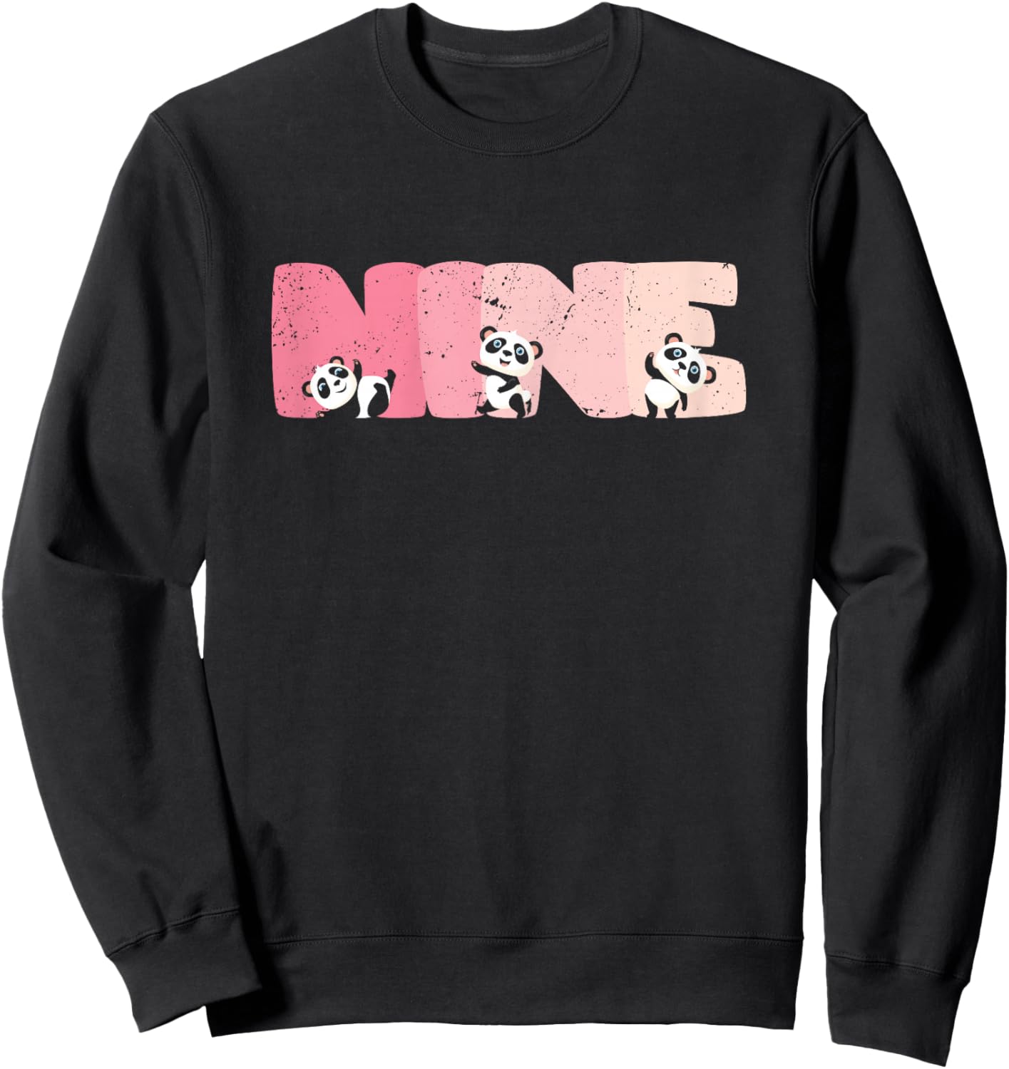 9 Year Old Cute Panda Birthday Girl 9th B-day Sweatshirt - Sweatshirt | Black