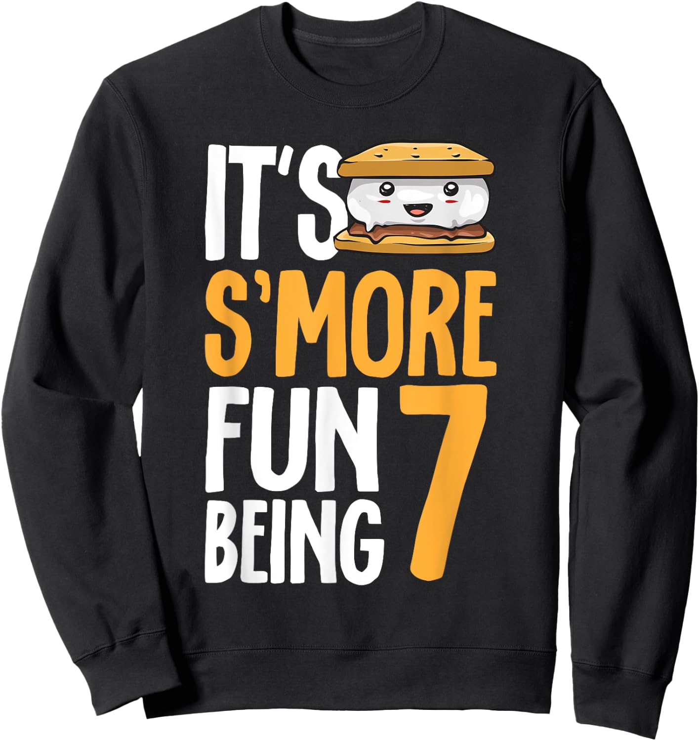 S’more Campfire 7th Birthday Marshmallow Camping Smore Sweatshirt - Sweatshirt | Black