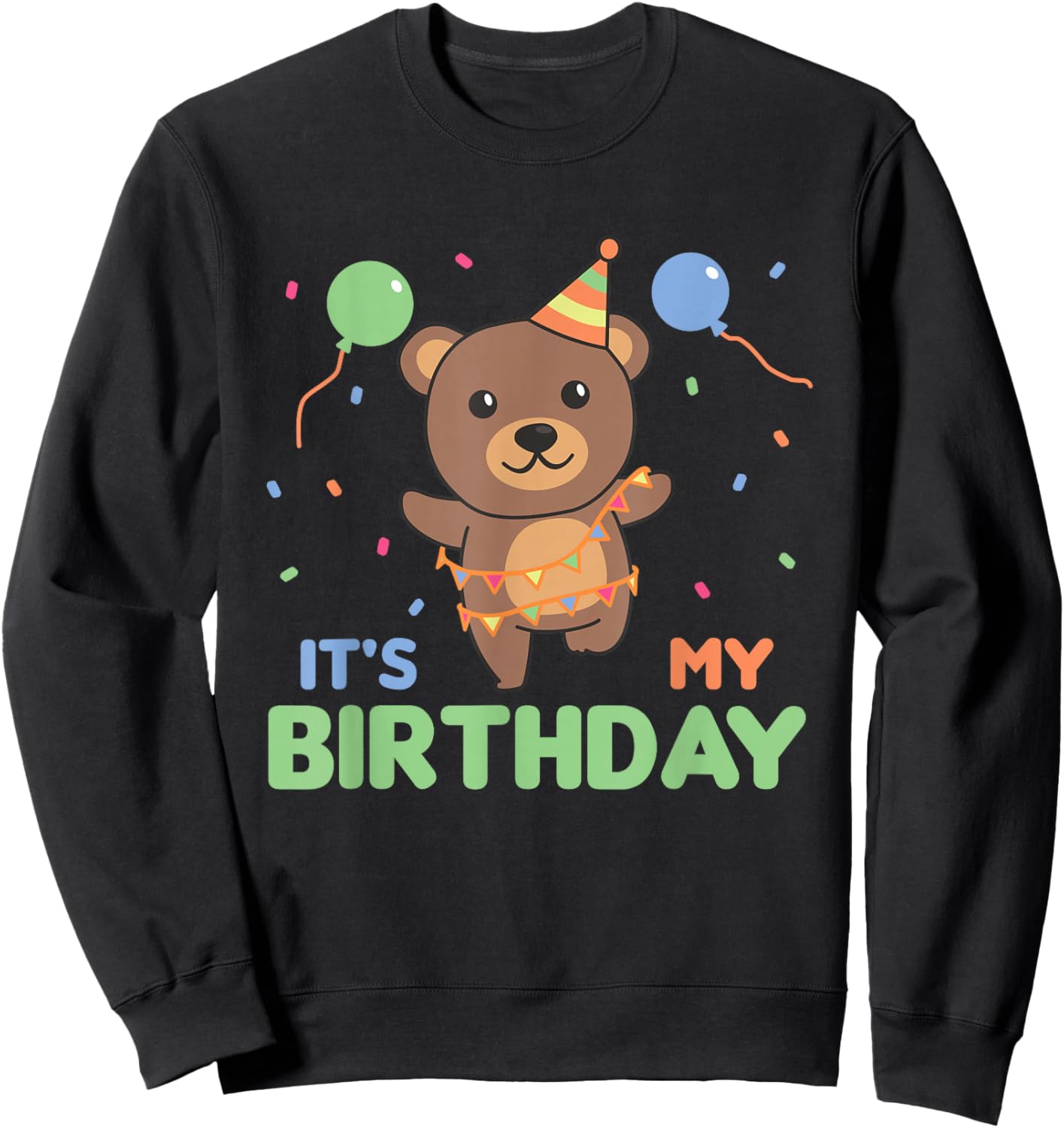 Children's Birthday Bear It's My Birthday Sweatshirt - Sweatshirt | Black