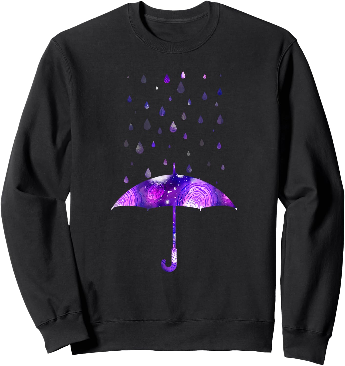 Umbrella Rain Purple For Violet Favorite Color Sweatshirt - Sweatshirt | Black