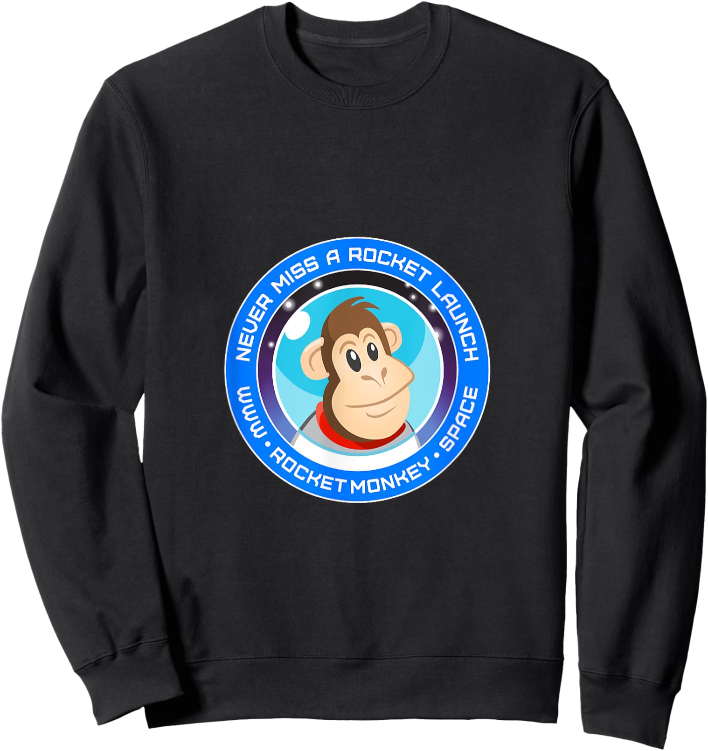 Rocket Monkey Circle Design Front Sweatshirt - Sweatshirt | Black
