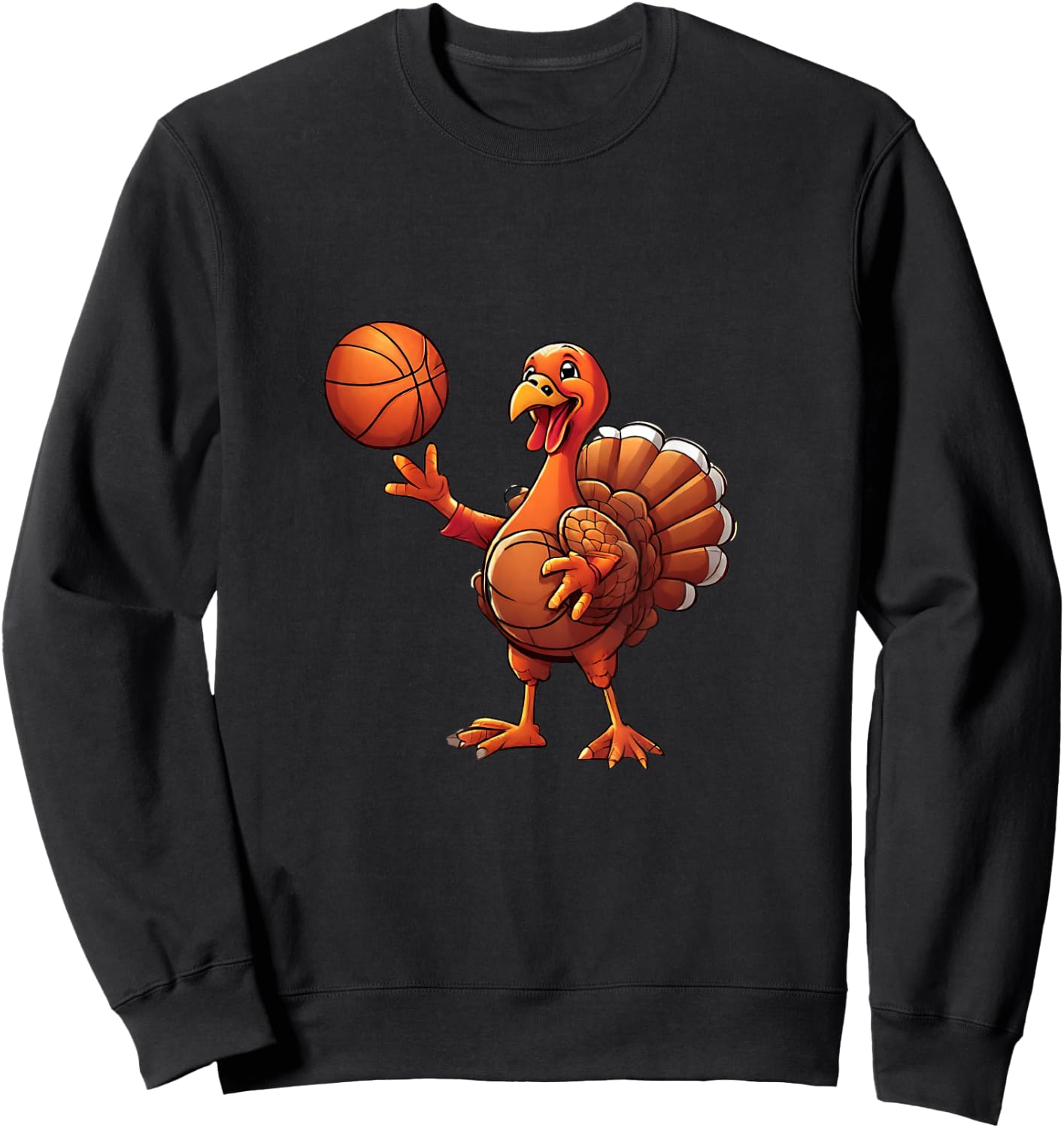 Thanksgiving Turkey Basketball Player Funny Boys Girls Kids Sweatshirt - Sweatshirt | Black