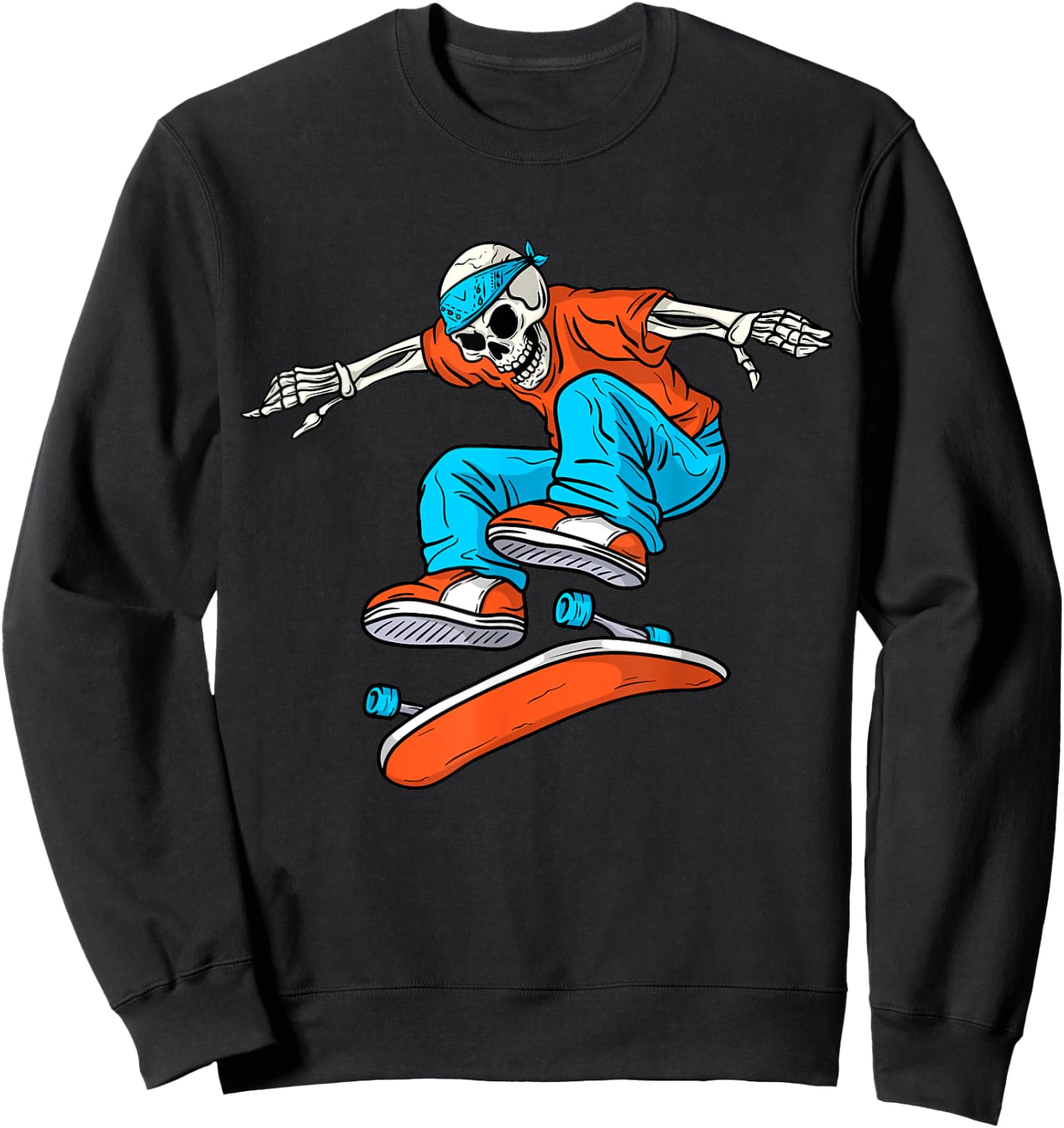 SkaYteboarding Skateboarder Skeleton Skateboarding - Kids Black XS Small Short Sleeve Sweatshirt - Sweatshirt | Black
