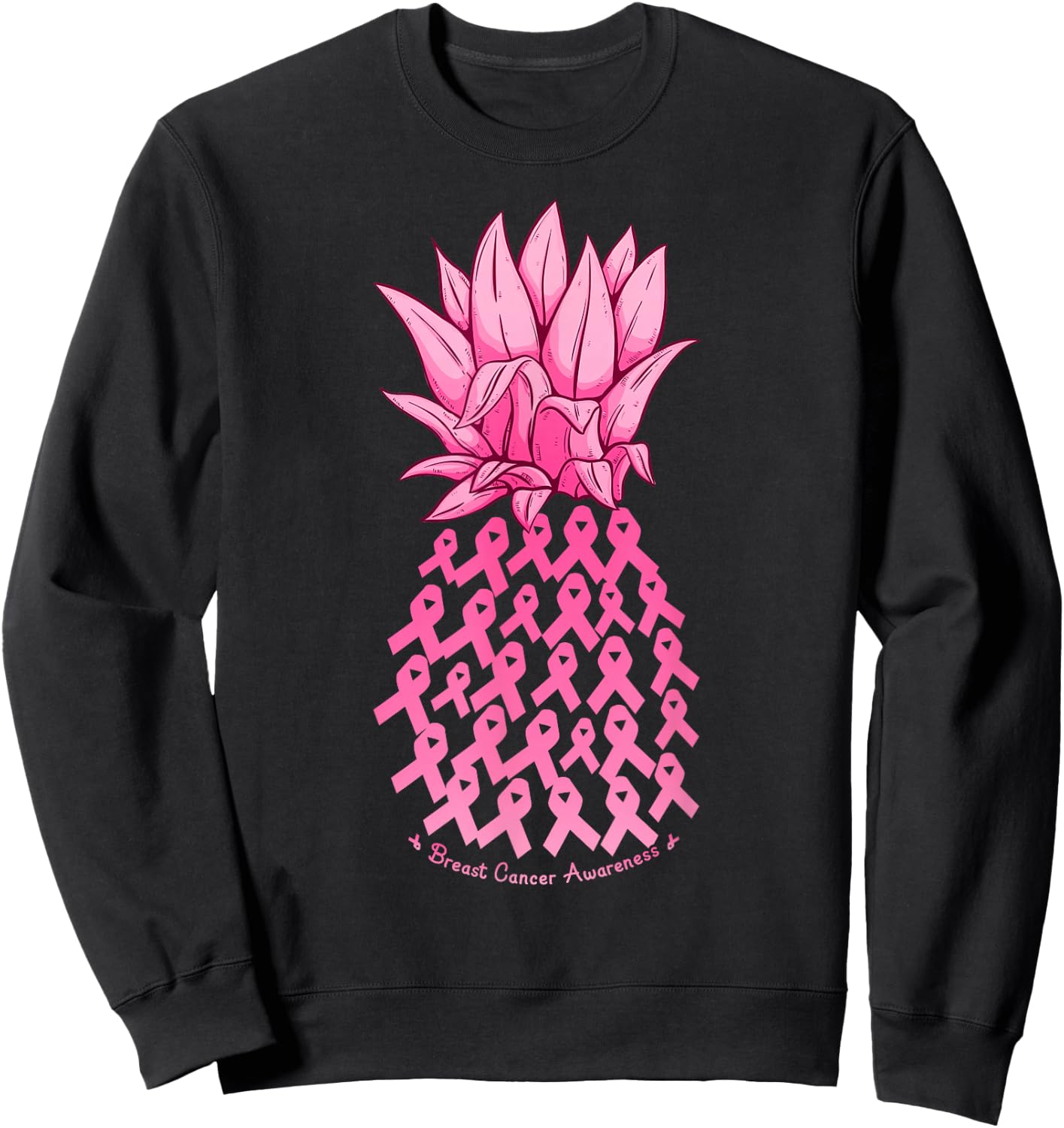 Hawaiian Pineapple & Pink Ribbon Breast Cancer Awareness Day Sweatshirt - Sweatshirt | Black
