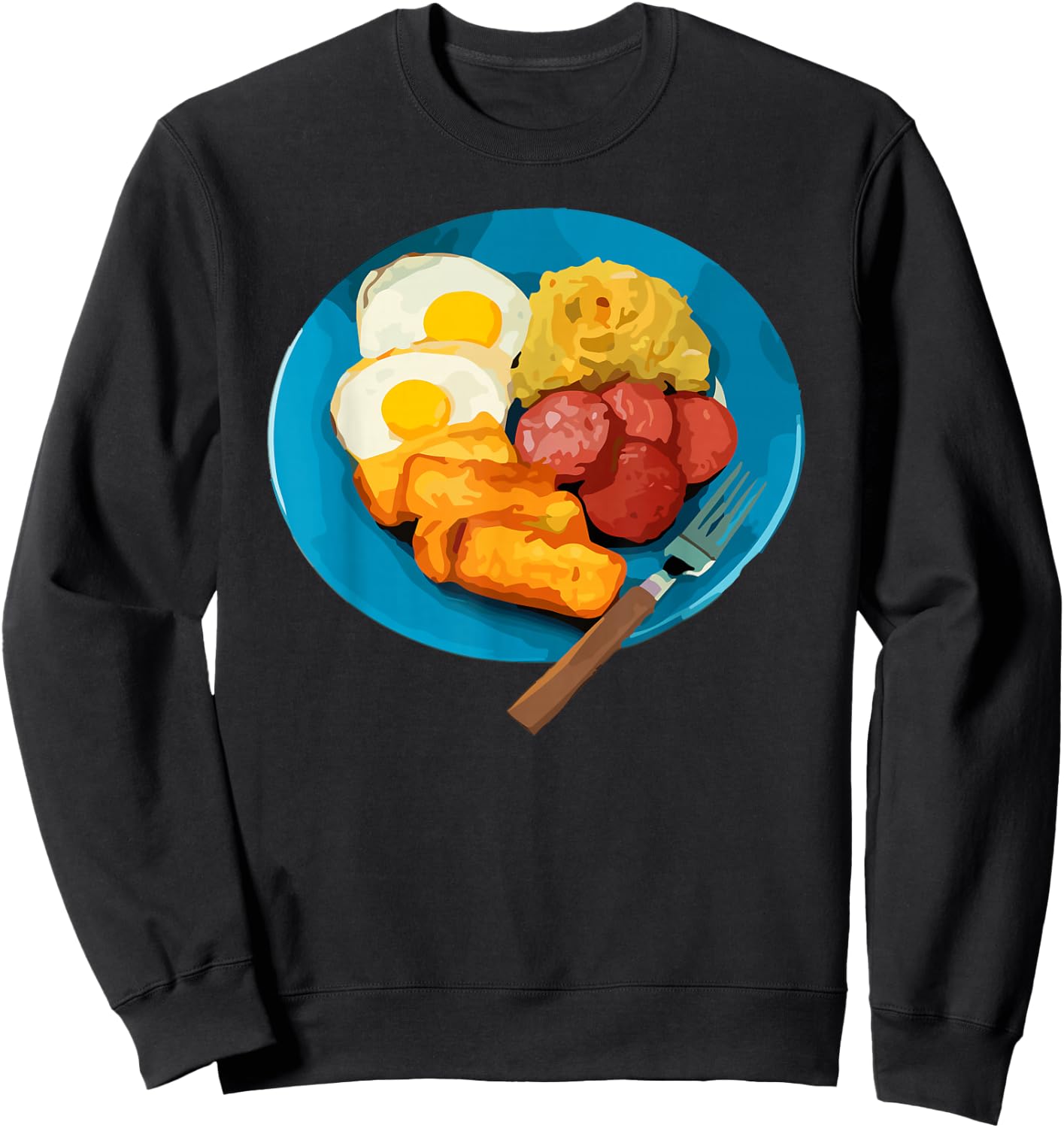 Fun Mangú Salami Queso Frito Dominican Republic Popular Food Sweatshirt - Sweatshirt | Black