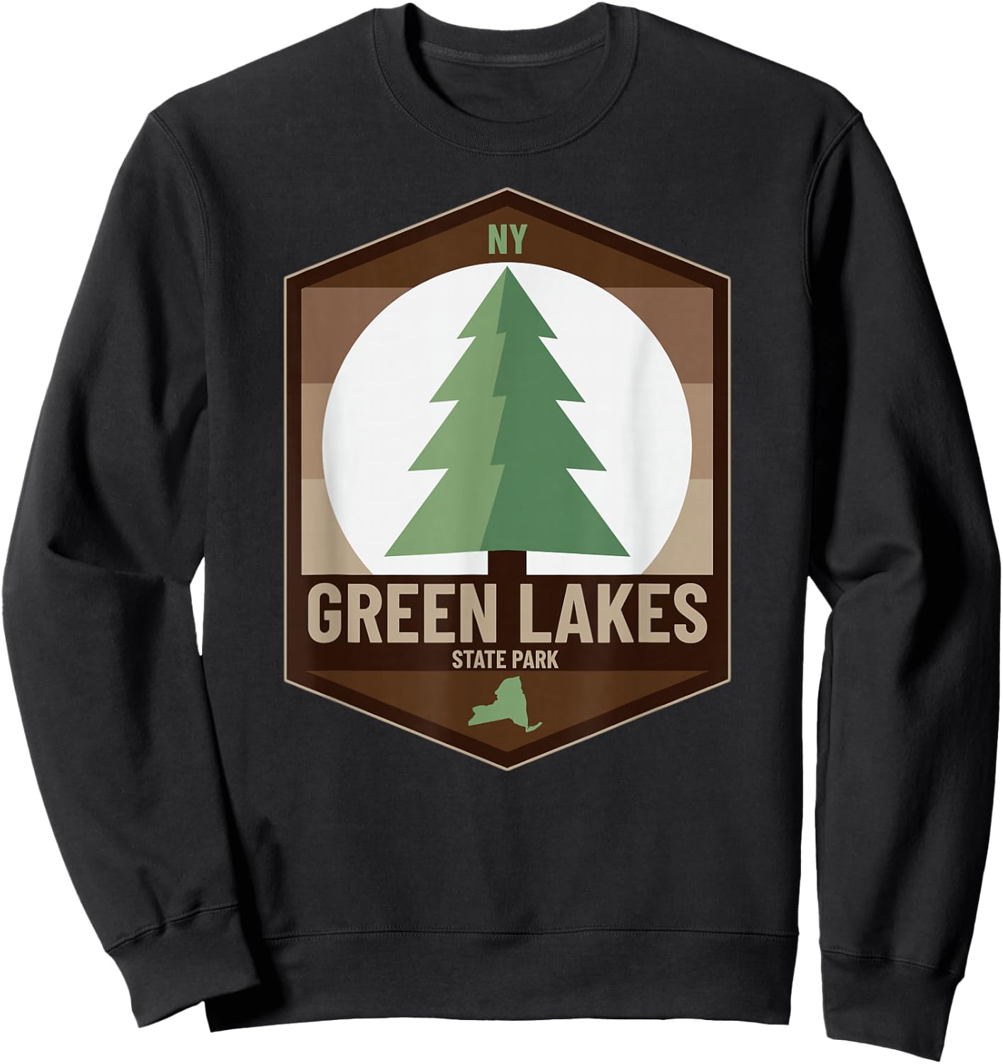 Green Lakes State Park New York NY Tree Forest Badge Sweatshirt - Sweatshirt | Black