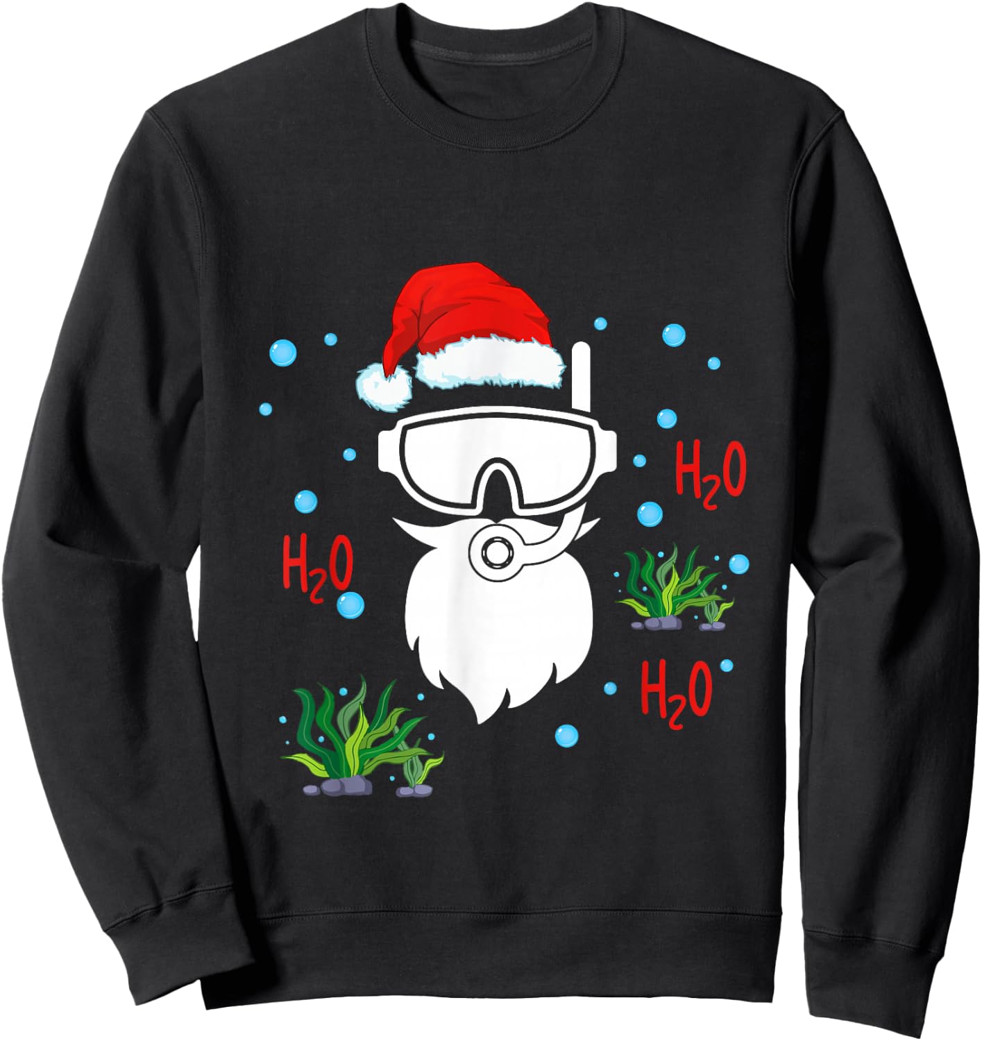 Christmas Diving Santa Face Funny Scuba Diver Dving Lover Sweatshirt - Sweatshirt | Black