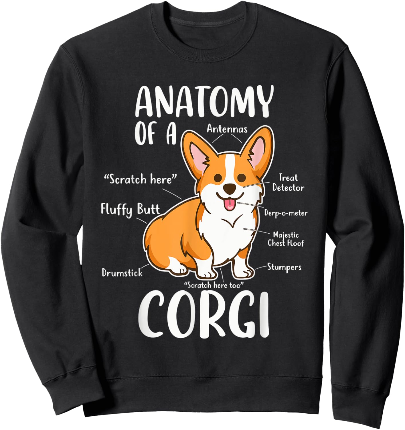 Anatomy Of A Corgi Funny Dog Apparel Men Women Sweatshirt - Sweatshirt | Black
