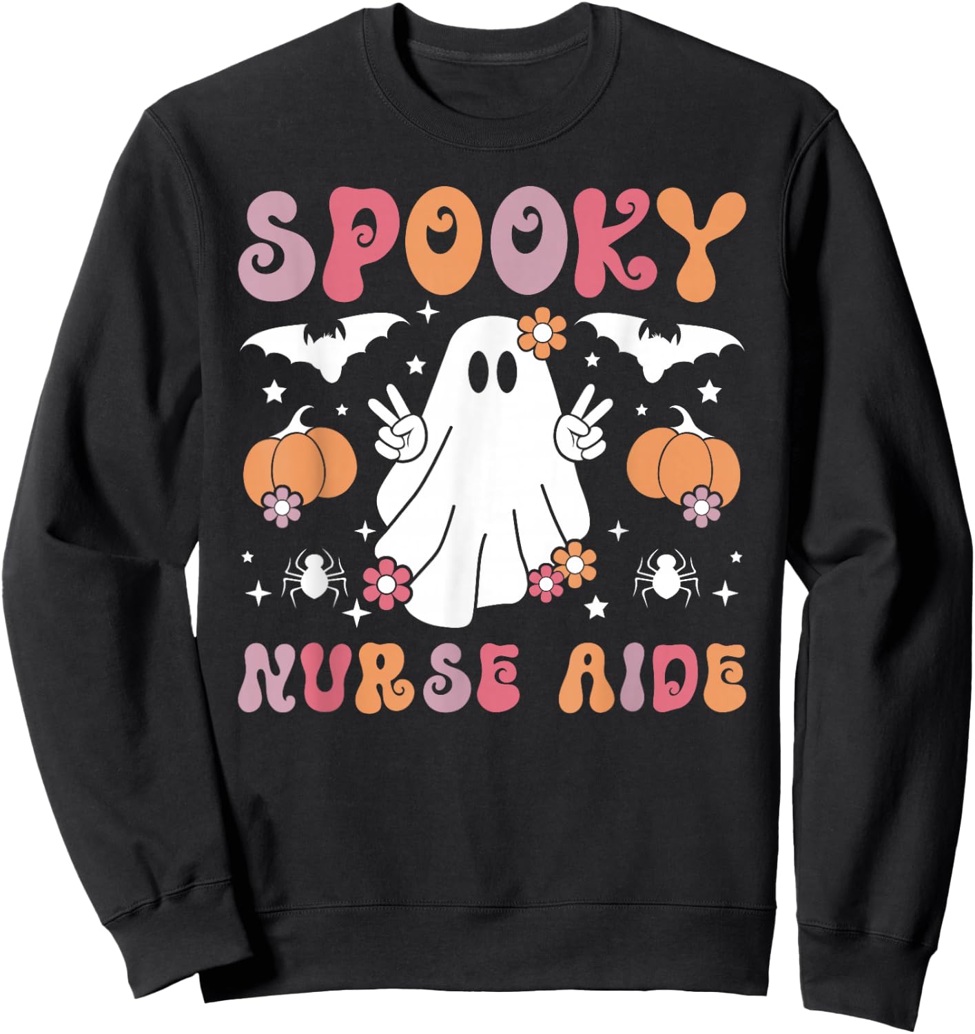 Spooky Nurse Aide Halloween Nursing Aides Sweatshirt - Sweatshirt | Black