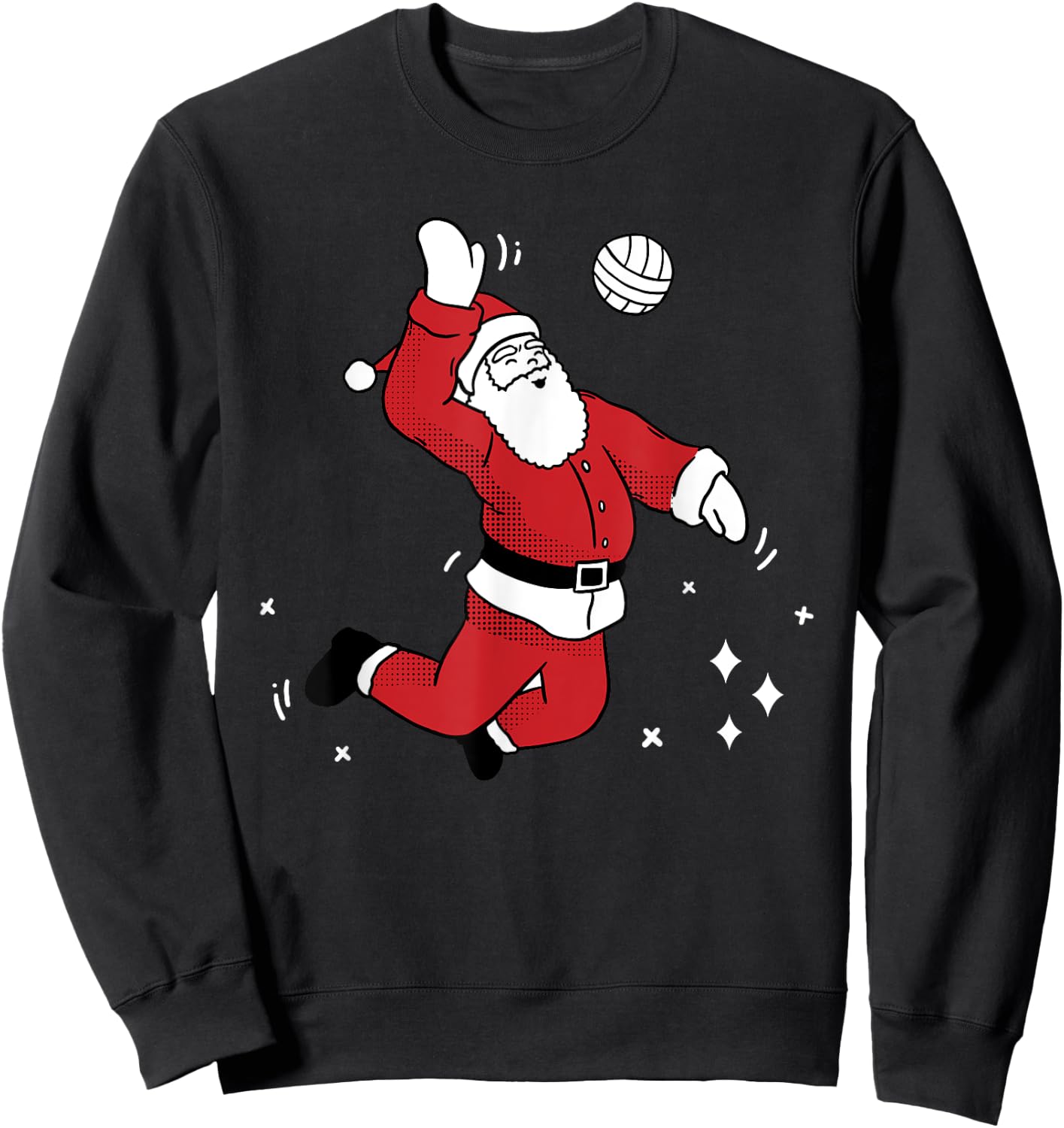 Santa Playing Volleyball Christmas Pajama Cool Sport X-Mas Sweatshirt - Sweatshirt | Black