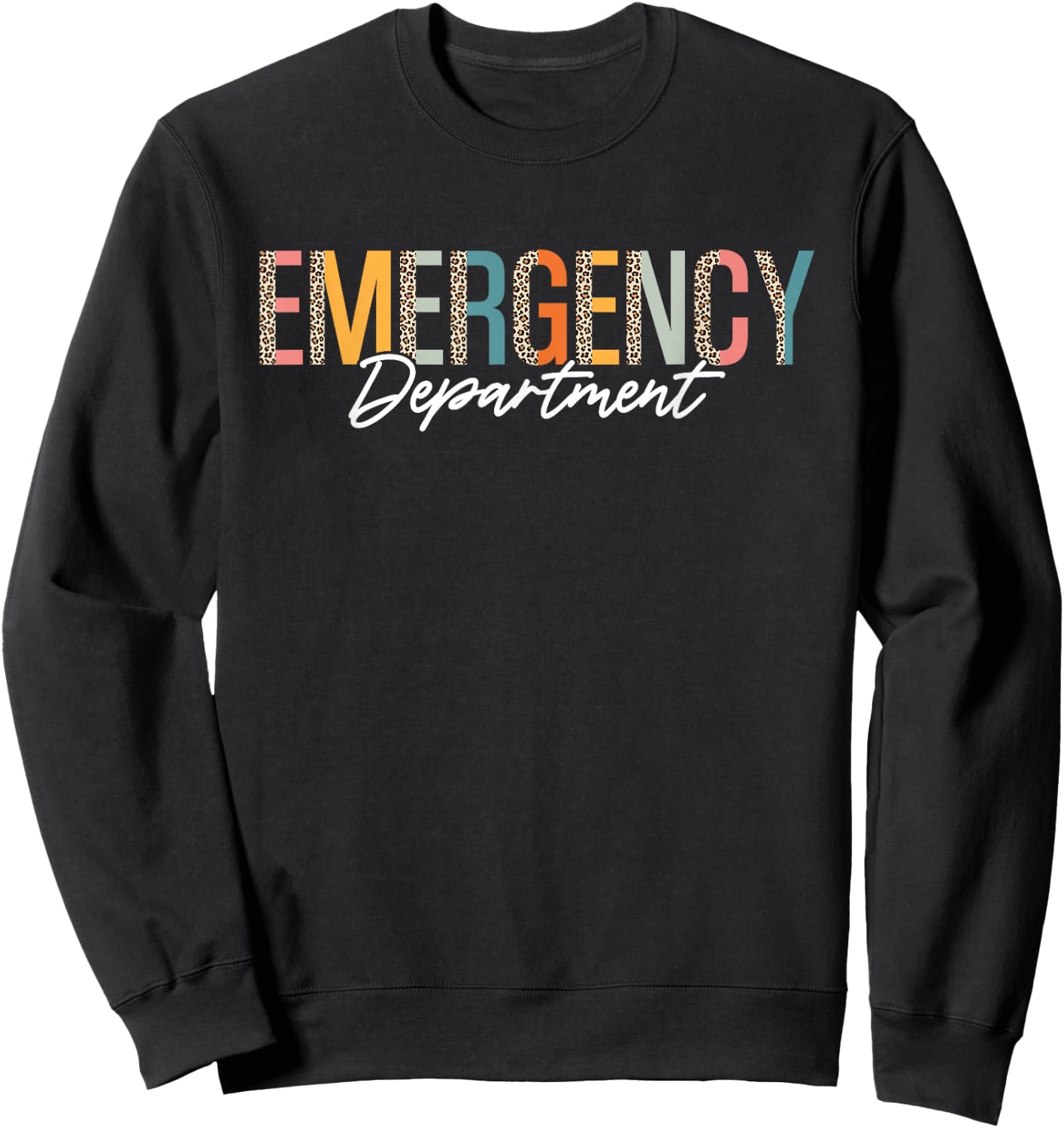 Emergency Department Emergency Room Nursing Retro Leopard Sweatshirt - Sweatshirt | Black