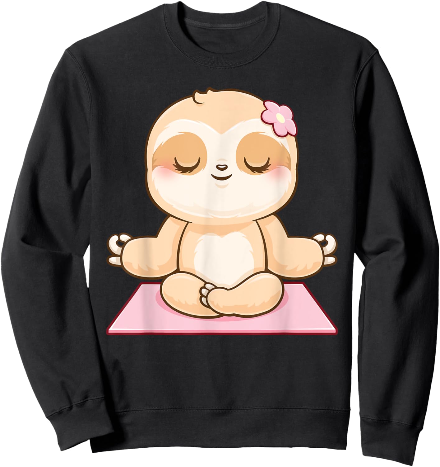Girls Yoga Meditating Cute Fitness Meditation Sloth Sweatshirt - Sweatshirt | Black