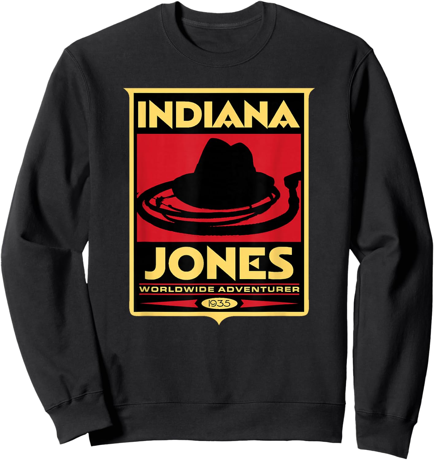 Indiana Jones -Adults, Kids , White, Short Sleeve, Classic Fit, Graphic, Vintage Modern Graphic Sweatshirt - Sweatshirt | Black