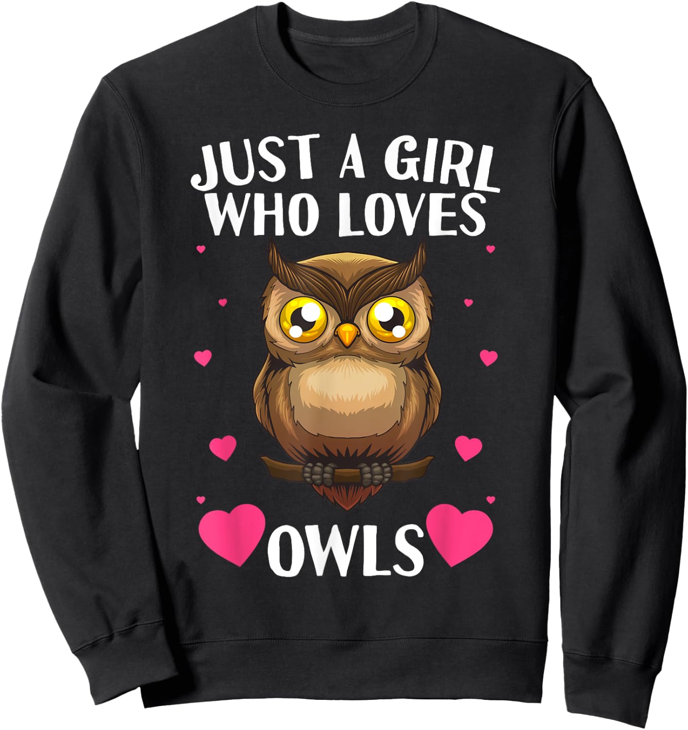 Funny Owl Design Girls Nocturnal Bird Owl Lovers Sweatshirt - Sweatshirt | Black