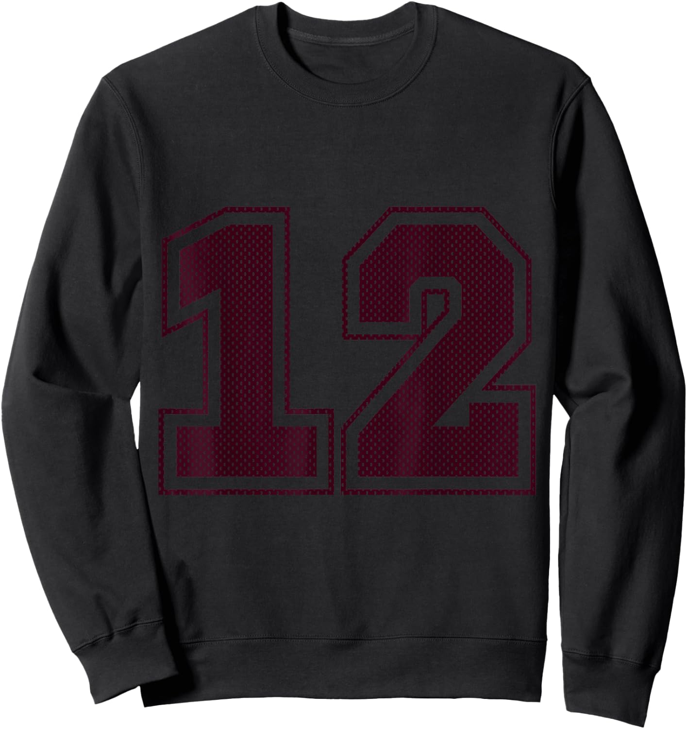 Sports #12 Maroon Mesh Print Jersey Style Sweatshirt - Sweatshirt | Black