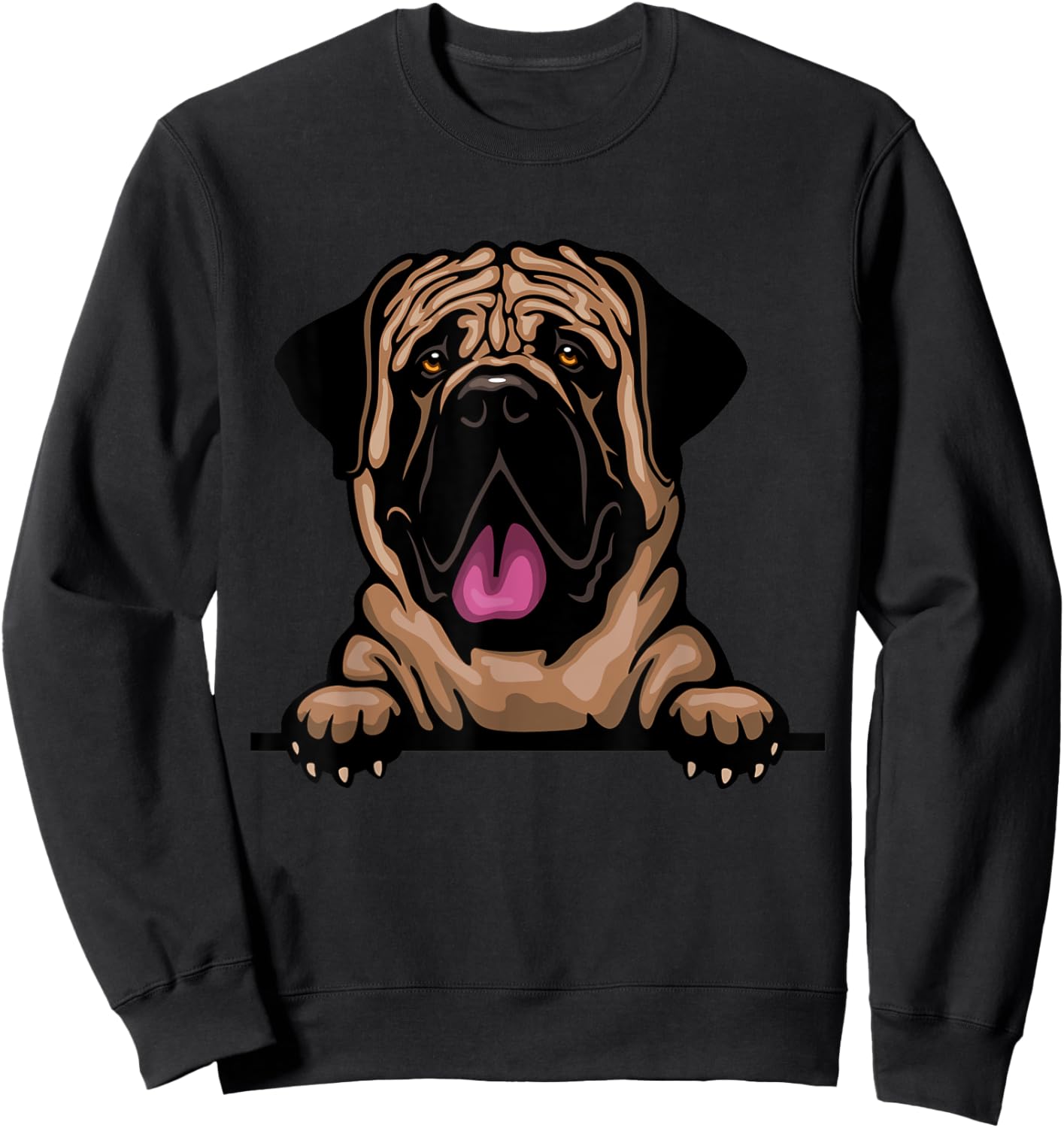 Jaption Dekun Dogs English Mastiff Dog Breed Popping Up - Grey, Women's, Small, Short Sleeve, Classic Fit, Cotton 50% Polyester 50% Sweatshirt - Sweatshirt | Black