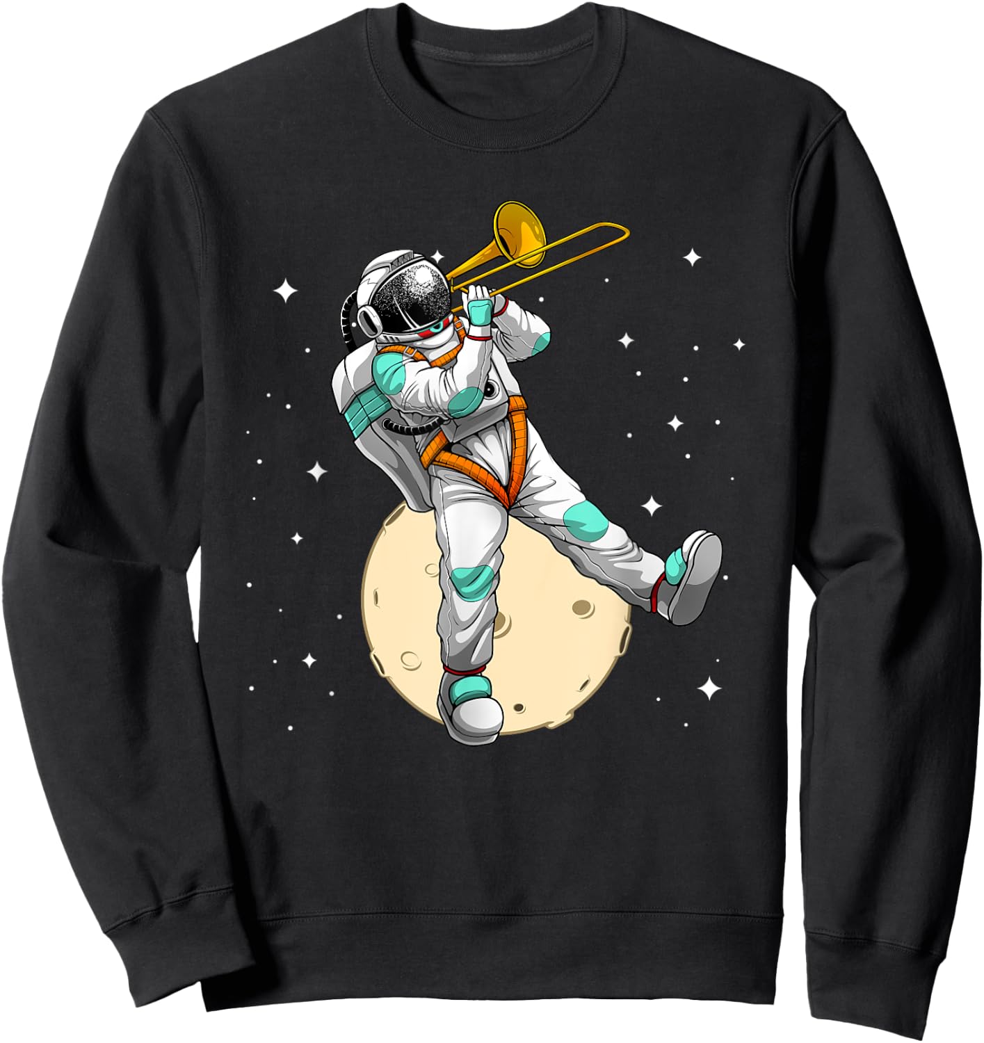 Funny Astronaut Trombone Art Women Trombone Player Sweatshirt - Sweatshirt | Black