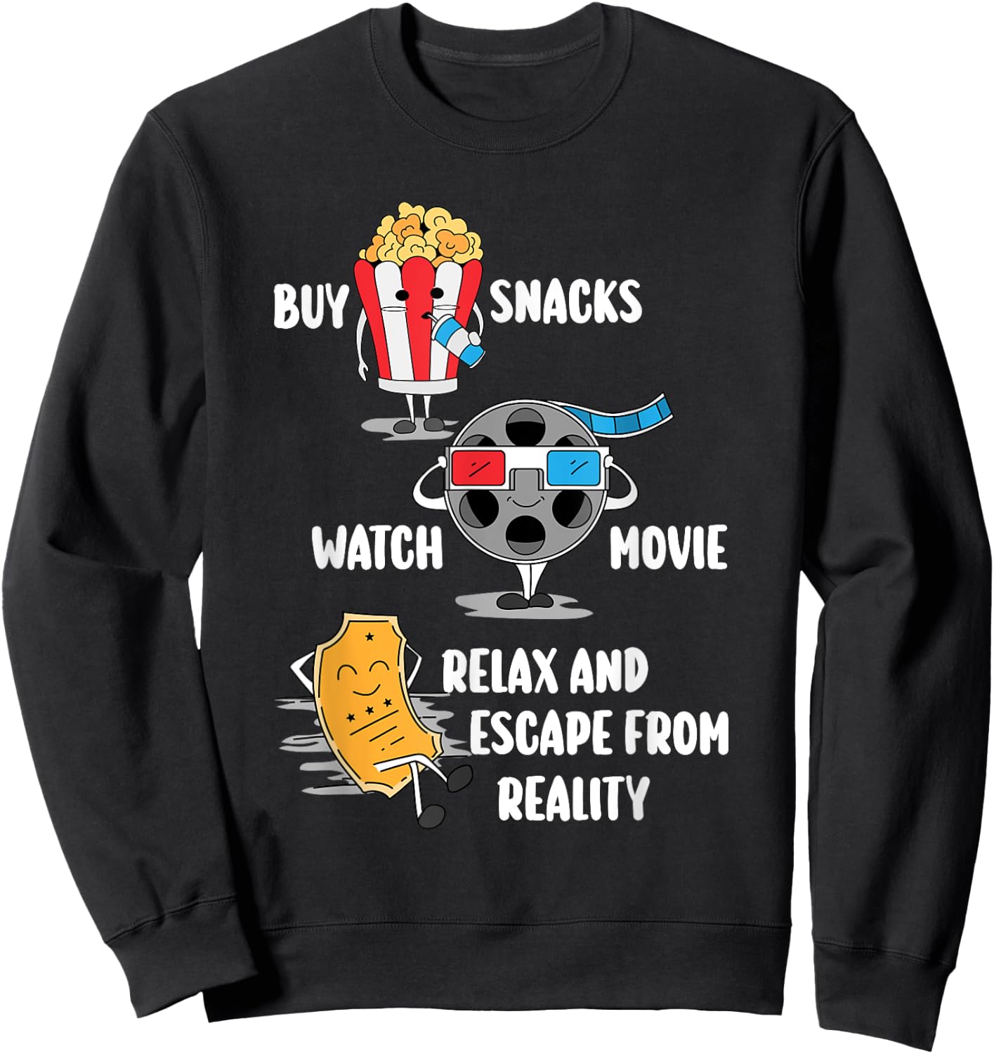 Family Movie Night Outfit Women Kids - Movie Lover Sweatshirt - Sweatshirt | Black