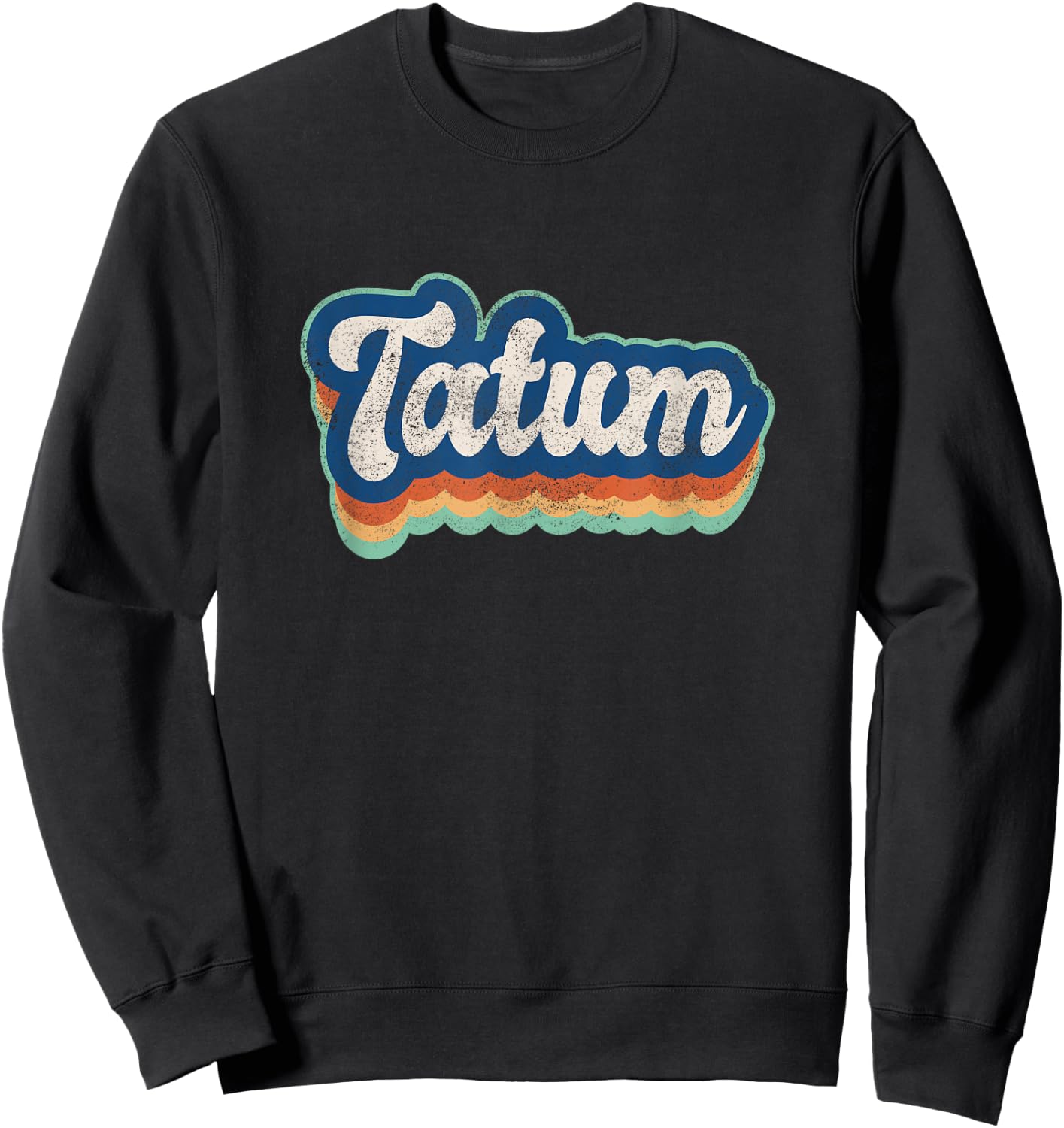 Tatum First Name Boy Vintage Style 70s 80s Personalized Sweatshirt - Sweatshirt | Black