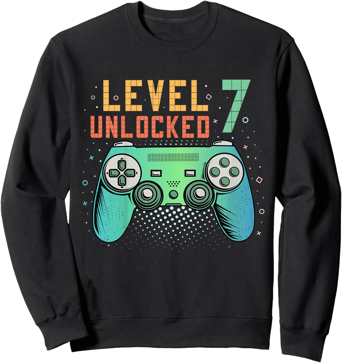 Kids Level 7 Unlocked 7th Birthday Gamer Gifts 7 Year Old Boys Sweatshirt - Sweatshirt | Black