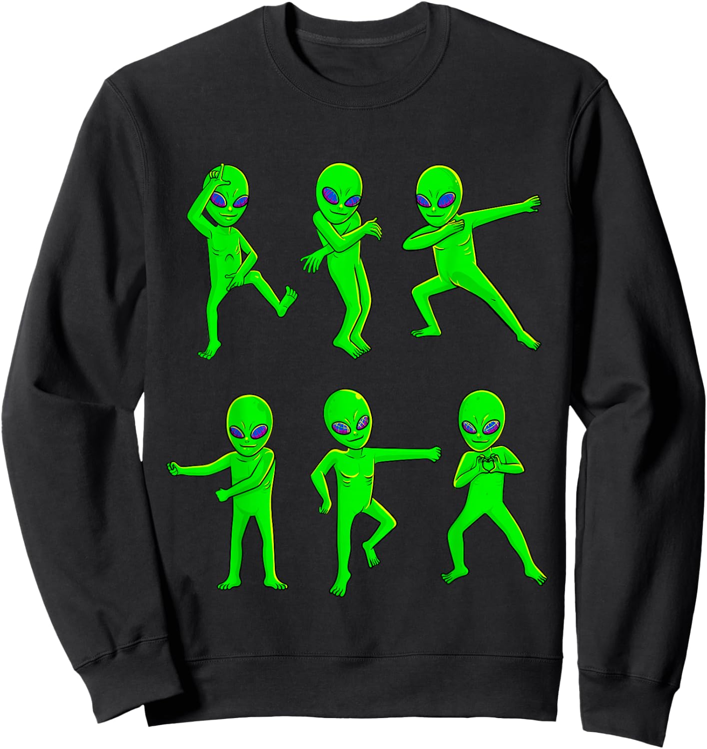 Dancing Aliens Halloween Green Alien Dance Kids Boys Girls Sweatshirt - Sweatshirt | Black