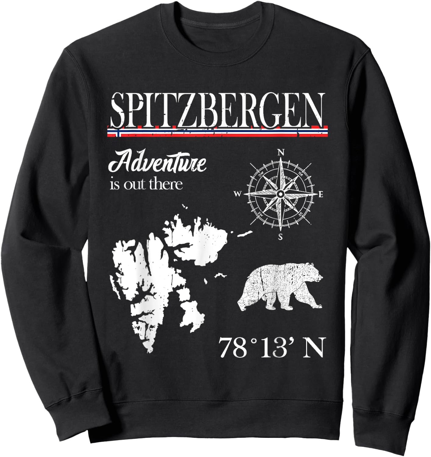 Spitzbergen Svalbard - Adventure Is Out There - Norway Flag Sweatshirt - Sweatshirt | Black