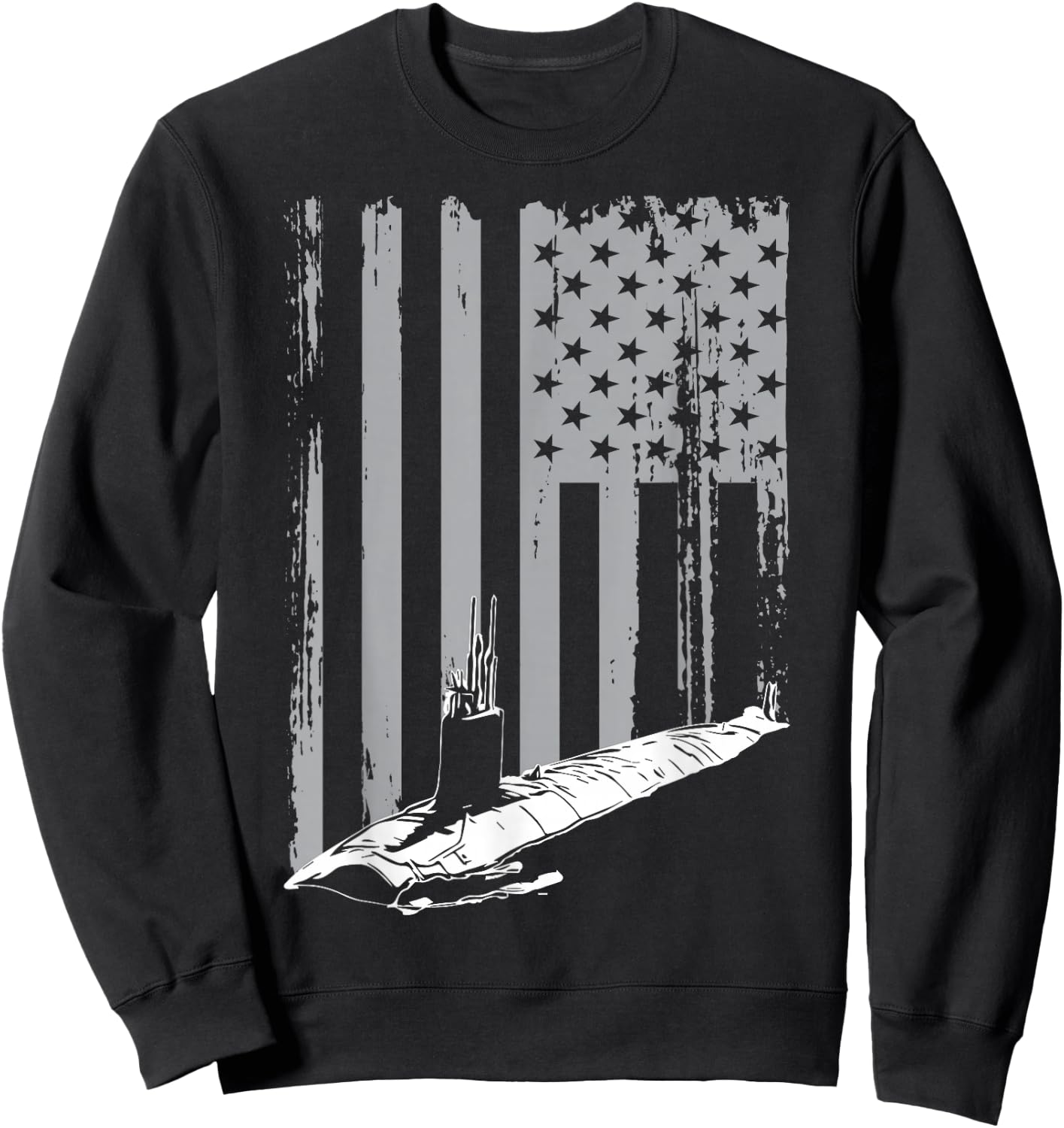 Submariner American Flag Patriotic Submarine Veteran Grandpa Sweatshirt - Sweatshirt | Black