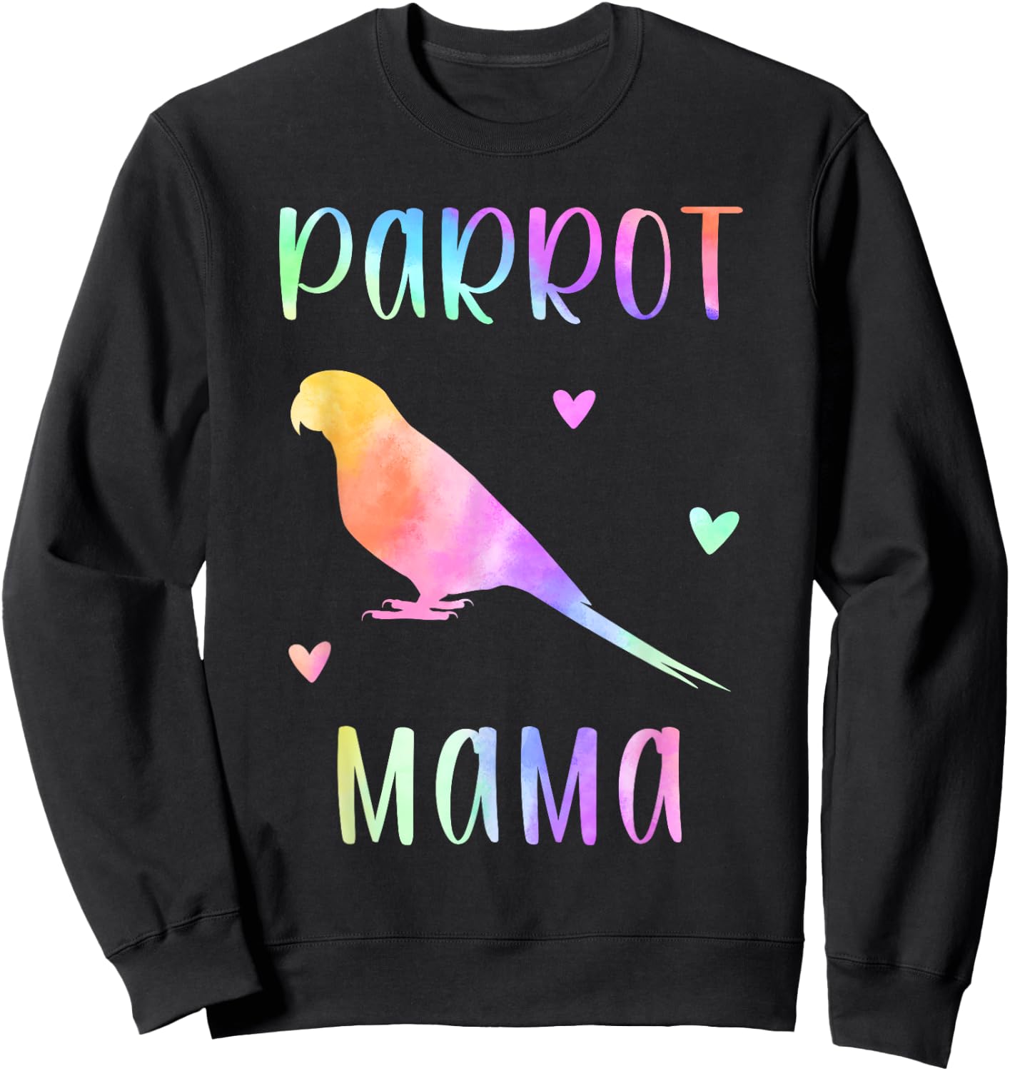 Parrot Mama Parrot Bird Mom Rainbow Watercolor Sweatshirt - Sweatshirt | Black