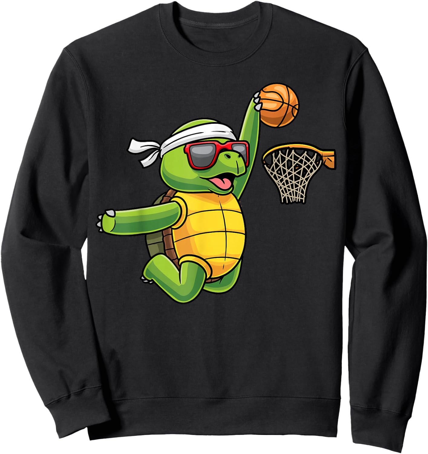 Turtle Playing Basketball Sports Sea Tortoise Player Kids Sweatshirt - Sweatshirt | Black