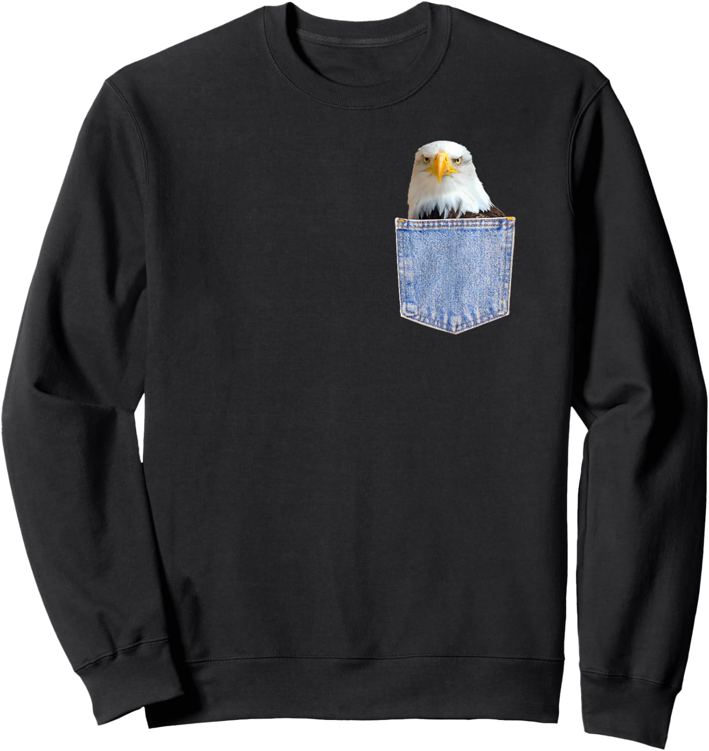 Freedom Patriotic Bald Eagle Pocket shirt Funny Bird Animal Sweatshirt - Sweatshirt | Black