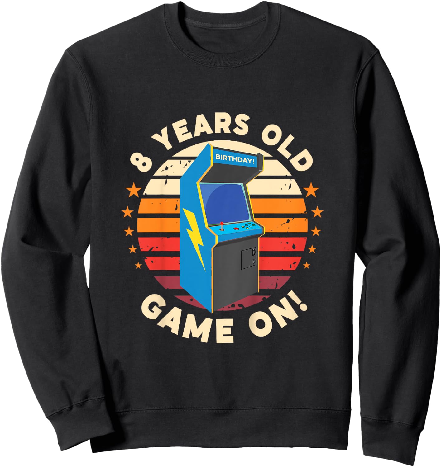 8 Year Old Birthday Wear Retro Arcade Game On Arcade Theme Sweatshirt - Sweatshirt | Black