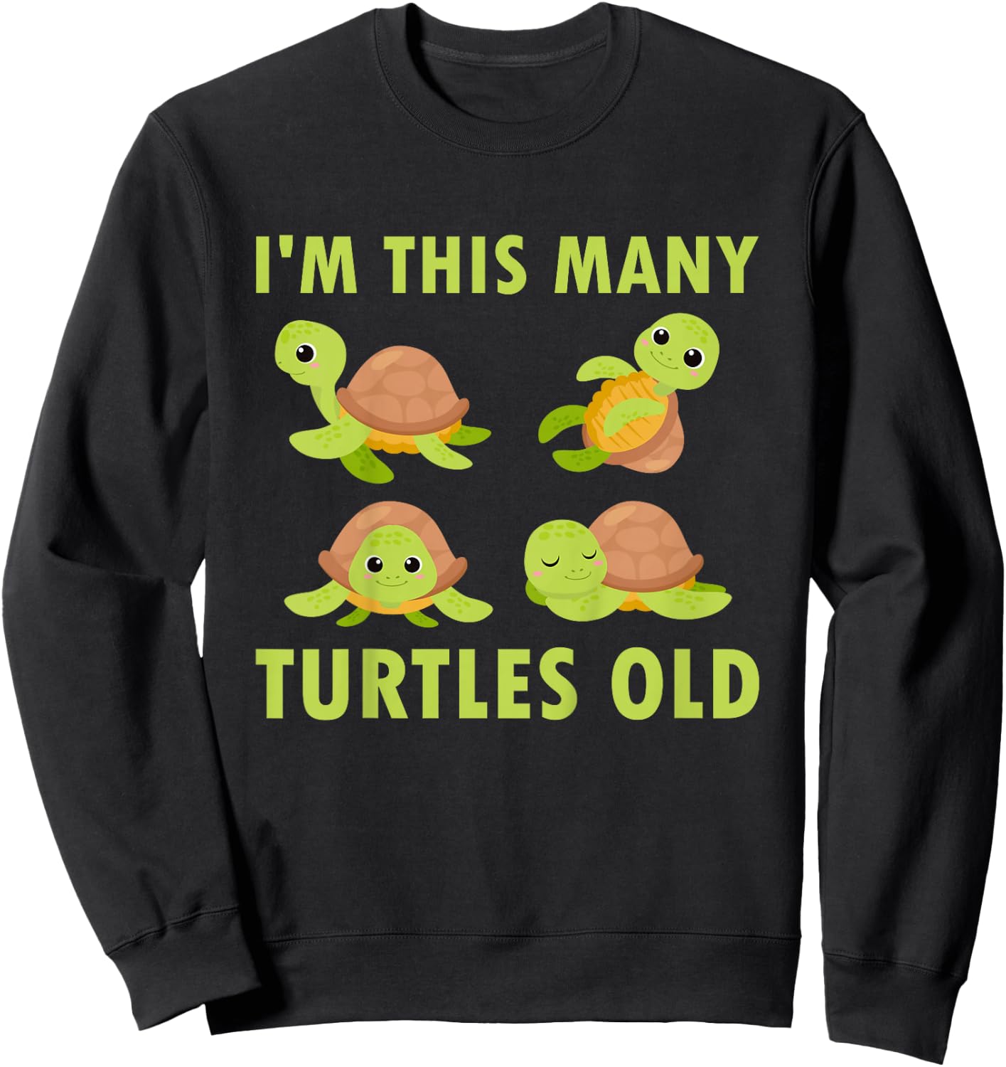 Kids 4 Year Old Boy Sea Turtles Old 4th Birthday Kids Sweatshirt - Sweatshirt | Black