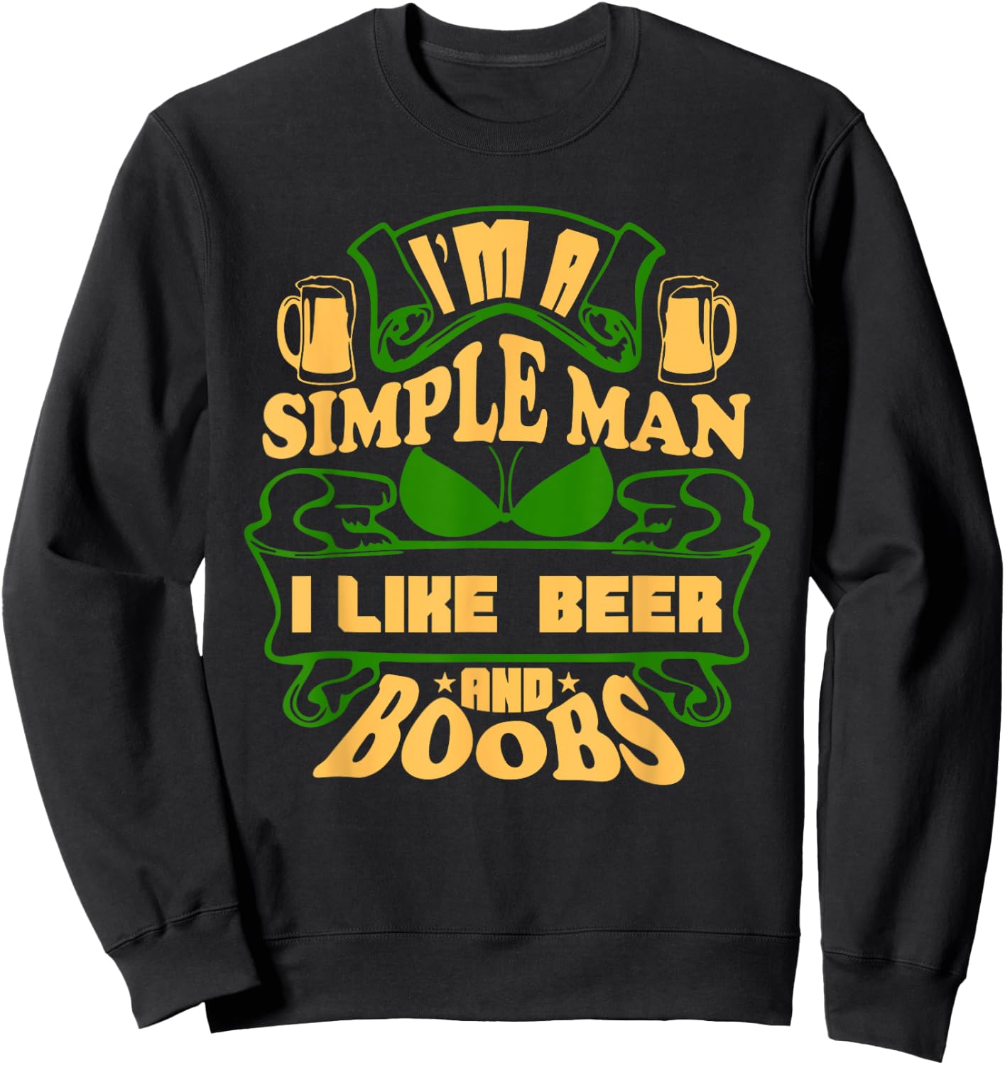 Beer Boobs St. Patrick's Day Funny Titties Drinking Sweatshirt - Sweatshirt | Black