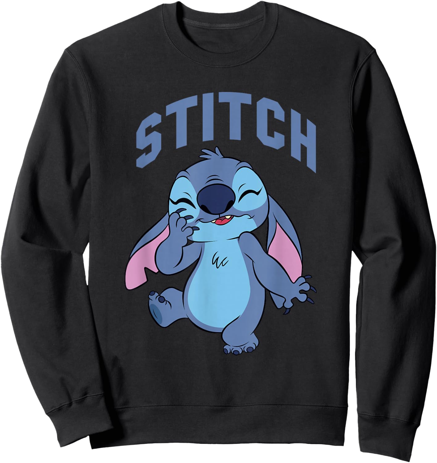 Disney Lilo & Stitch Cute Laughing Stitch Portrait Sweatshirt - Sweatshirt | Black