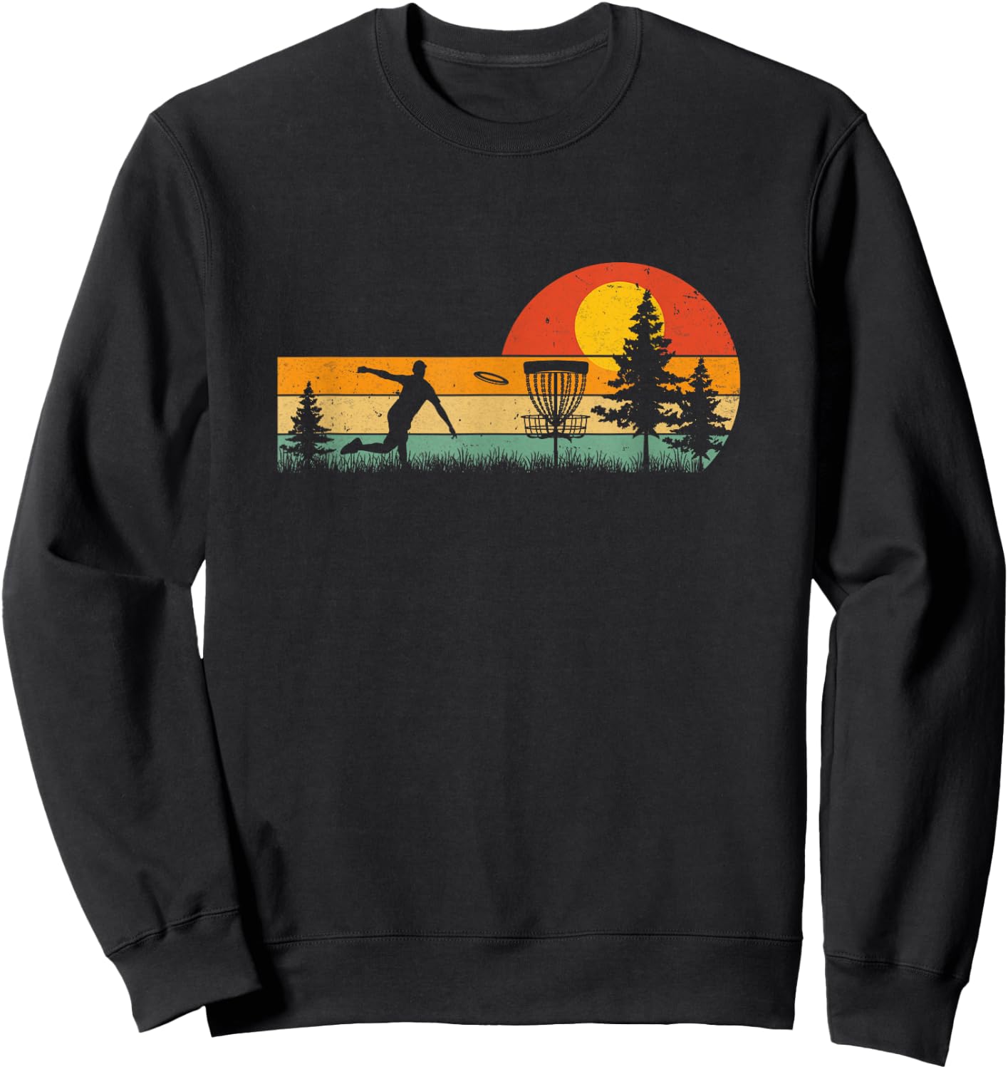Vintage Disc Golf Design Frisbee Golf Basket Tree Player Sweatshirt - Sweatshirt | Black