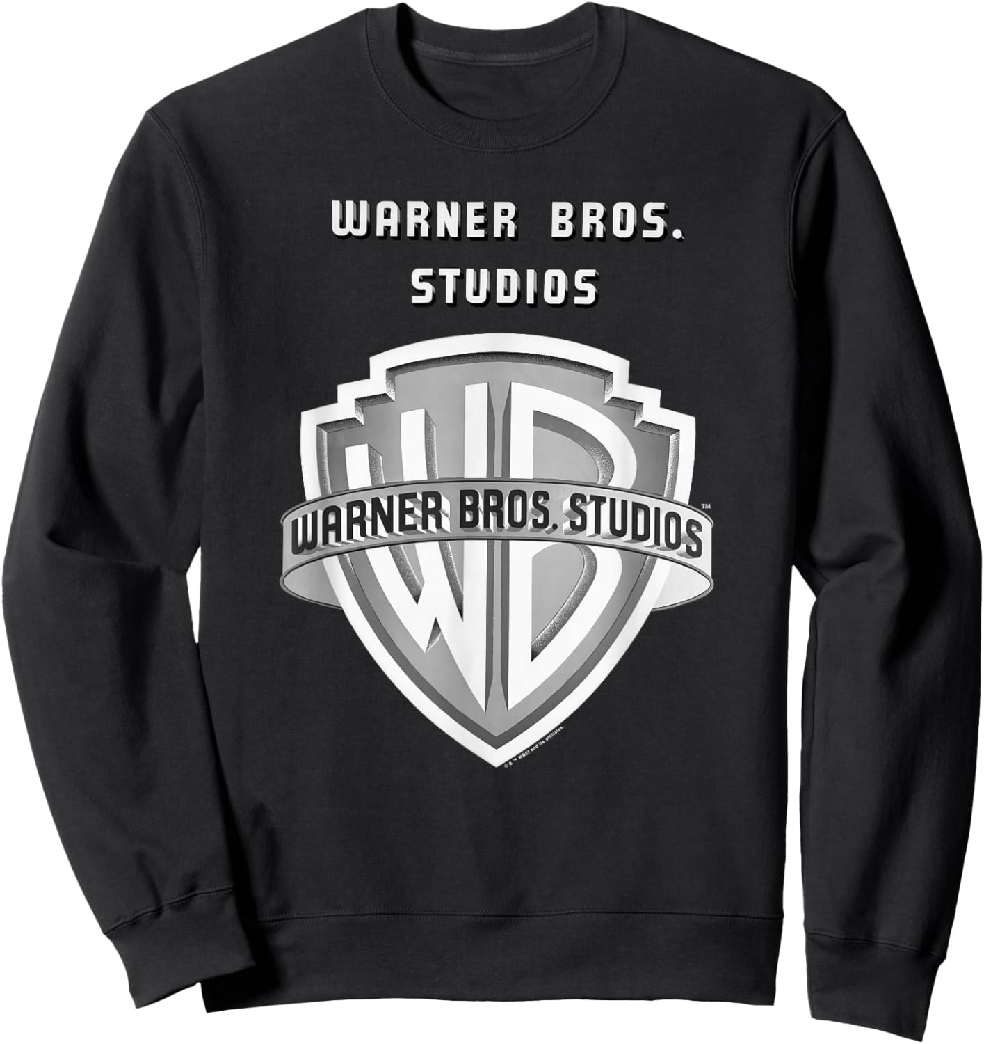 WB100 Warner Bros. Vintage Movie Studio Silver Logo Sweatshirt - Sweatshirt | Black