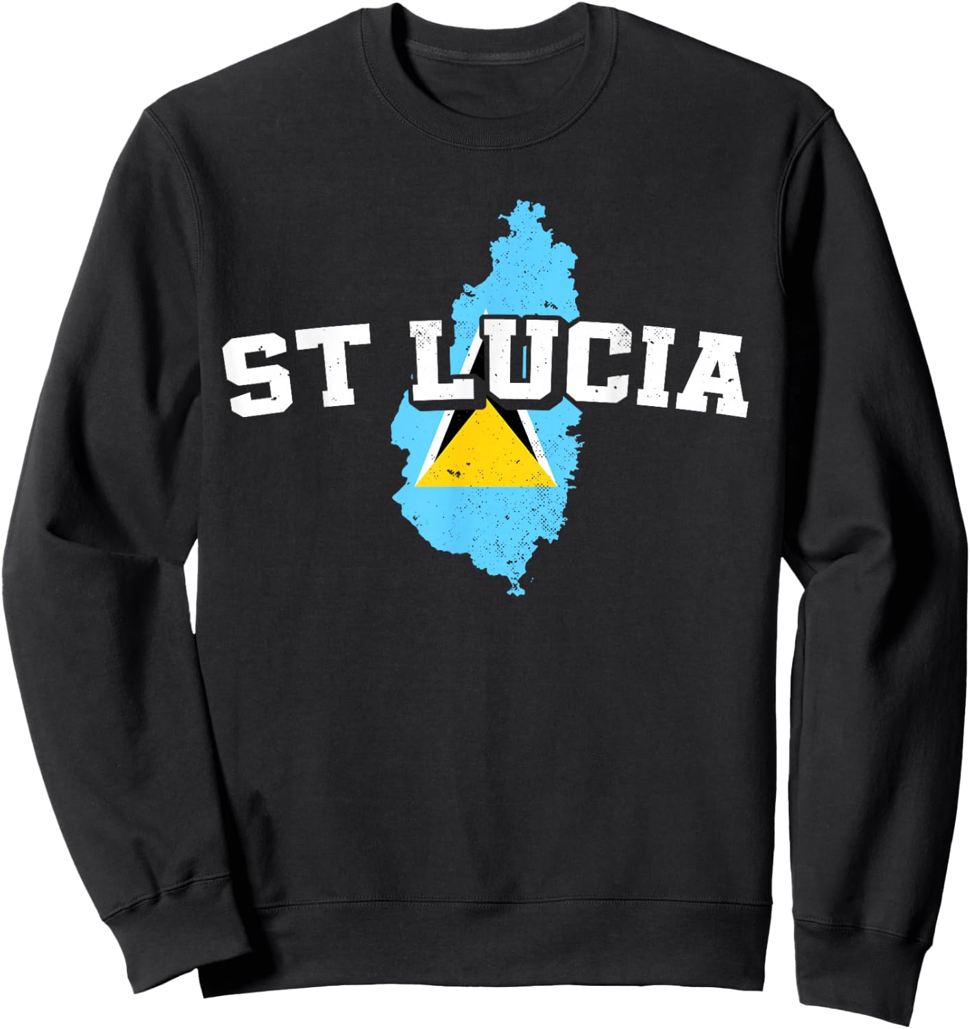 St Lucia Map and Flag Souvenir Saint Lucian Sweatshirt - Sweatshirt | Black