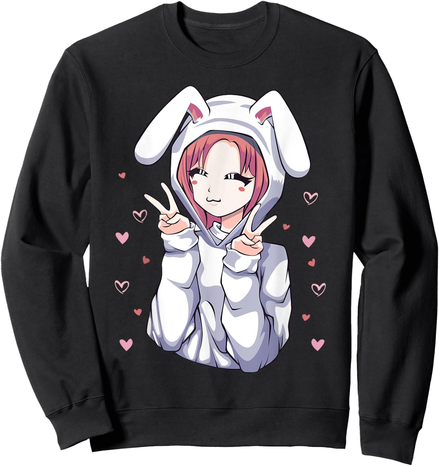 Anime Bunny Manga Girl Otaku for Teens Sweatshirt - Sweatshirt | Black