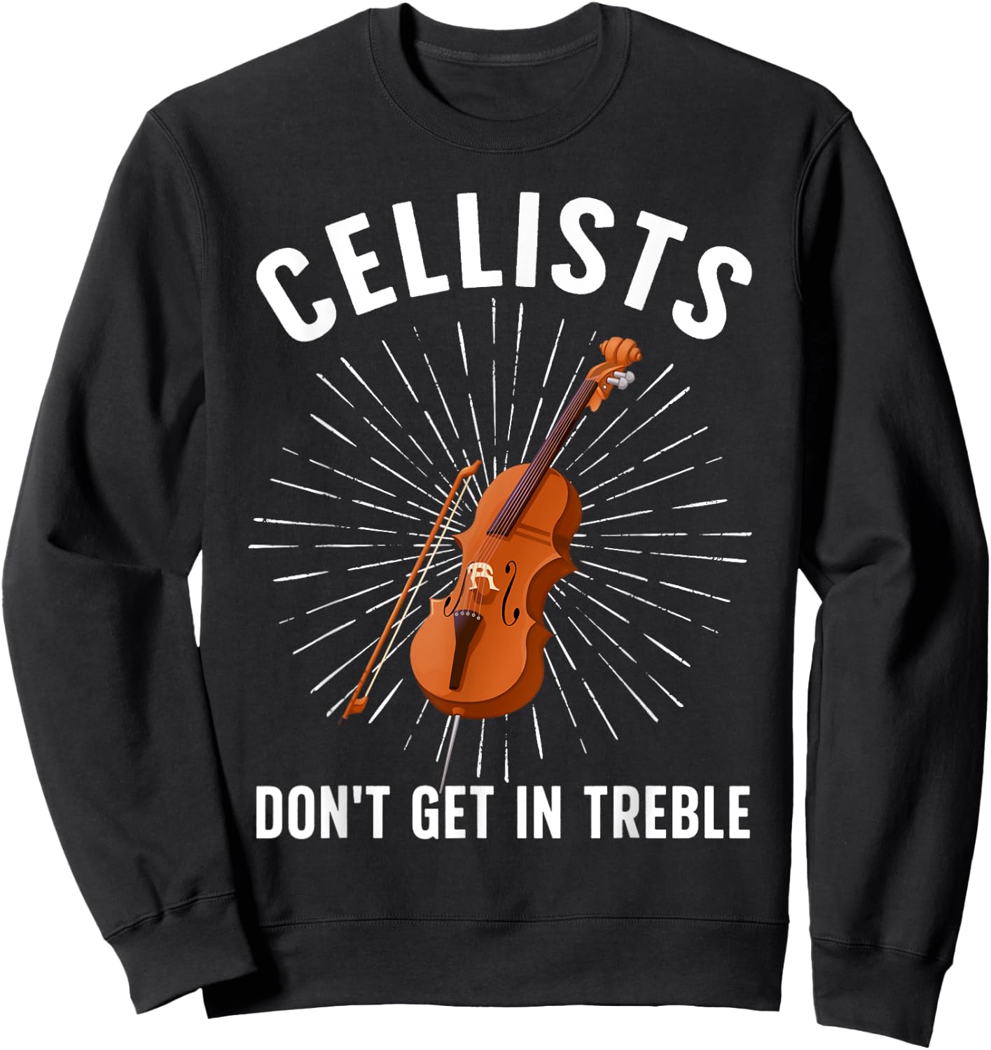 Best Cello Player Art Women Kids Cello Lover Cellist Sweatshirt - Sweatshirt | Black