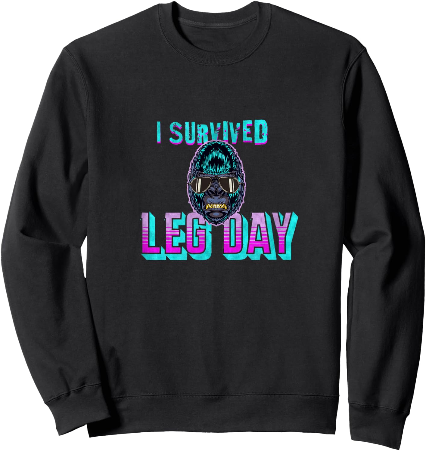 Funny I Survived Leg Day Workout Sweatshirt - Sweatshirt | Black