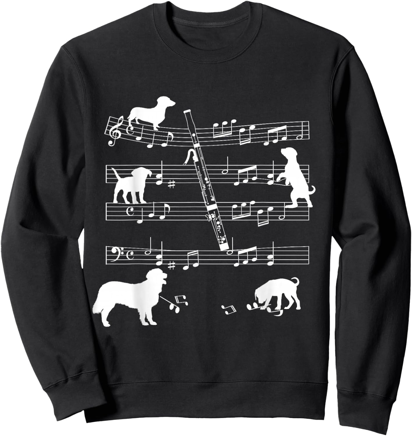 Bassoon Player Dog for Bassoonist Dogs and Bassoon Sweatshirt - Sweatshirt | Black