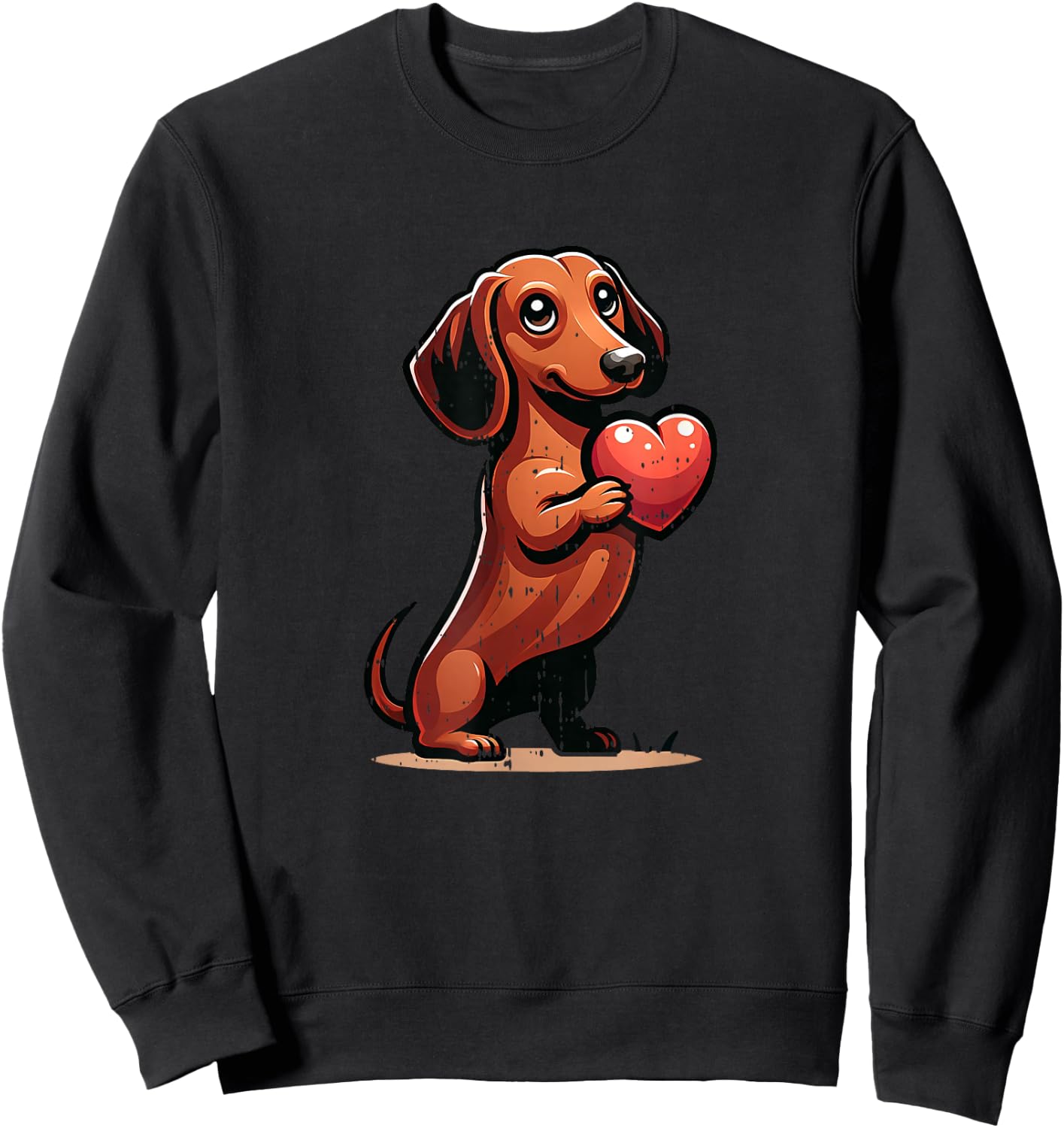 Cute Dachshund Valentines Day Heart Lover Dog Mom Dad Women Sweatshirt - Sweatshirt | Black